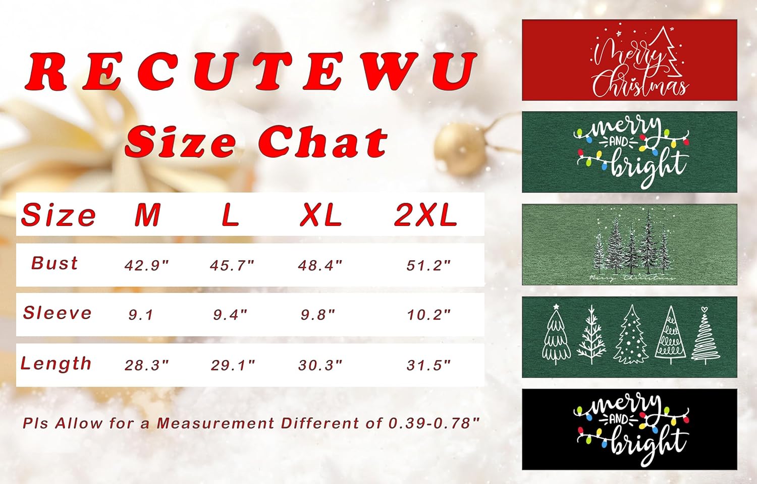 Christmas Shirts for Men: Xmas Holiday T-Shirt Merry and Bright Letter Tees Vacation Short Sleeve - Image 5