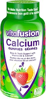 Vitafusion Calcium Adult Vitamin Gummies, Strong Bones and Teeth¹, Prevents Osteoperosis², Muscle Function³,100 Count (1.5-Month Supply), Packaging May Vary