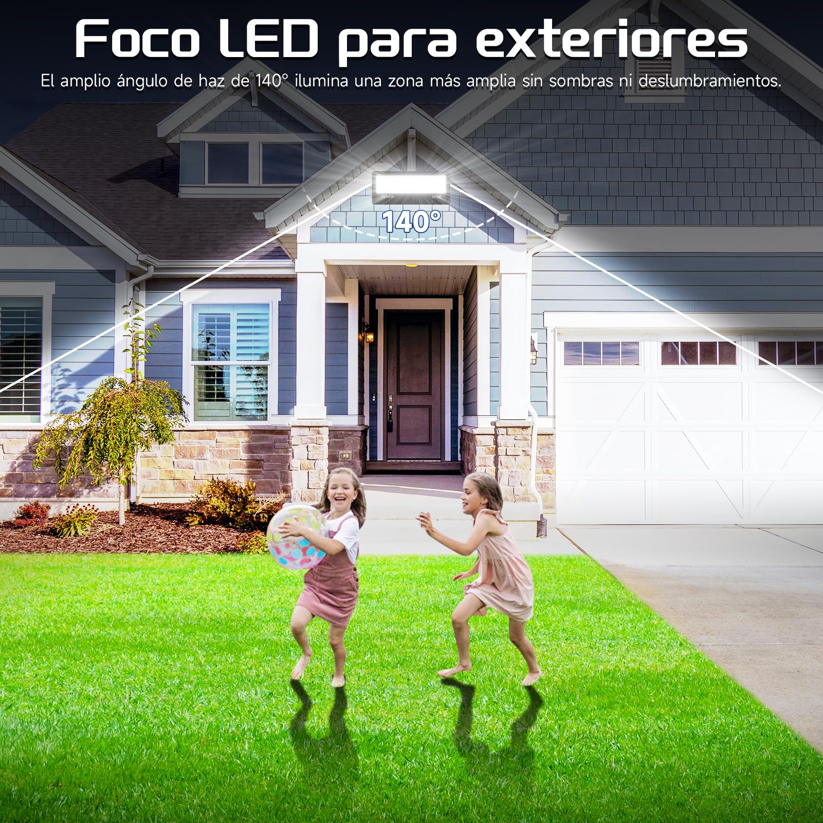 Focos LED Exteriores 1000W 100000LM, Focos LED Super Brillante Blanca Fría de 6500K, IP66 Impermeable Luces de Seguridad Iluminación para Giardino Garage Patio Prato Stadio
