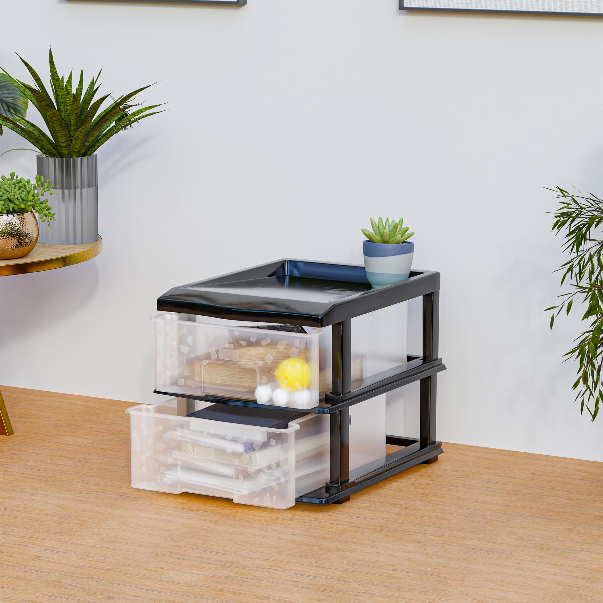 Kuber Industries 2-Layer Collapsible Multipurpose Plastic Drawers Storage Organizer | Modular Kitchen & Toy Organizer For Kids Room, Bathroom & Parlour | Cabinets/Storage Rack - Transparent-image-14