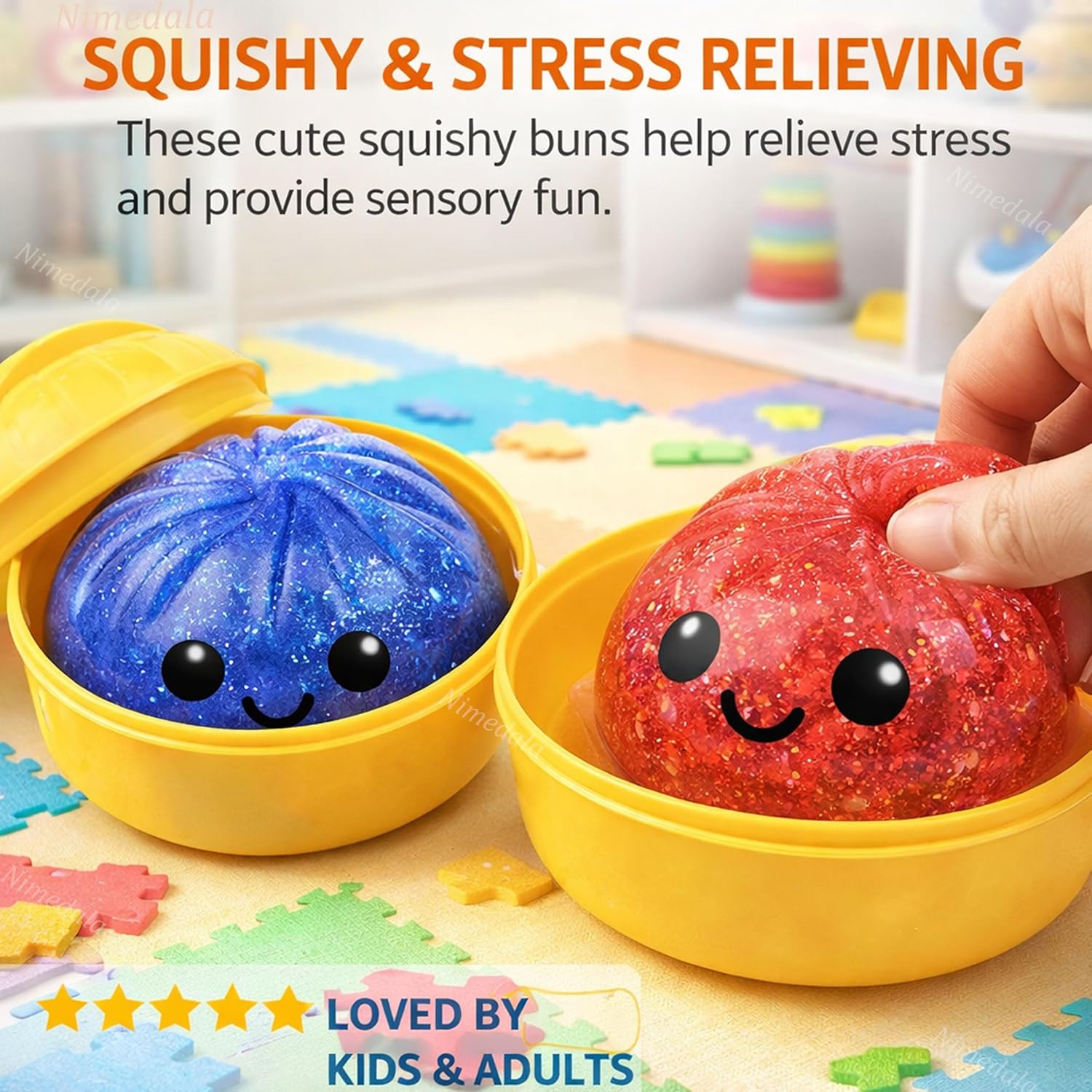 Glitter Dumpling, Glitter Dumpling Squishy Box, Dumplings Squishy, Anxiety Relief Fidget (1PC-A)