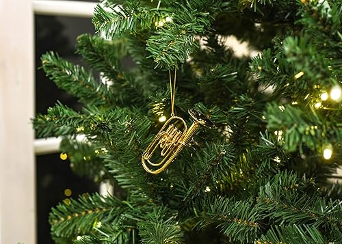 Miniatura 6 de Broadway Gifts Co - Instrumento de tuba en tono dorado, adorno colgante de latón de 4 pulgadas