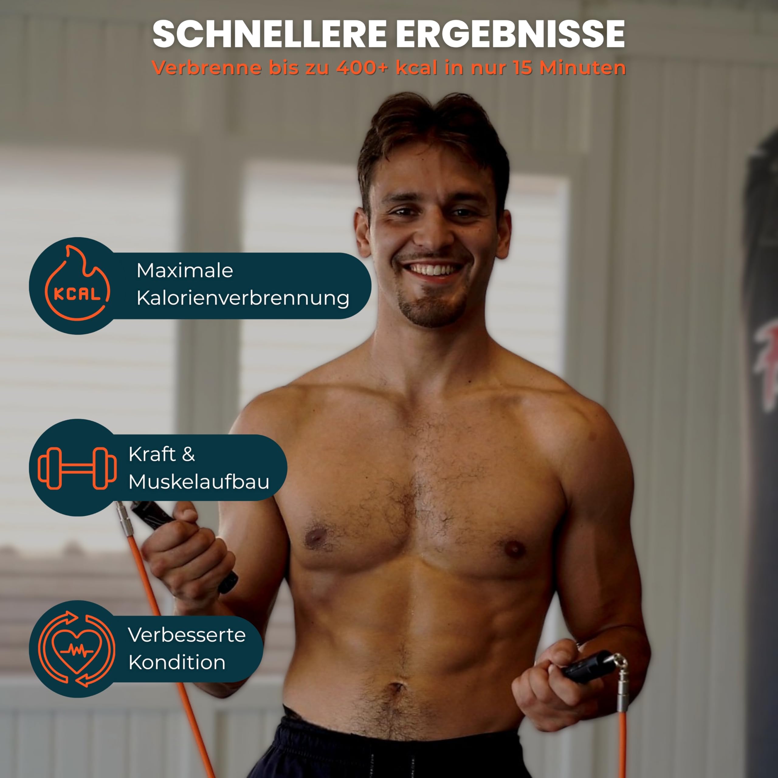 Springseil mit Gewicht – Verstellbares Heavy Rope Set Für HIIT, Krafttraining & Fettverbrennung – Inklusive 3 austauschbaren Kabeln und Aufbewahrungstasche