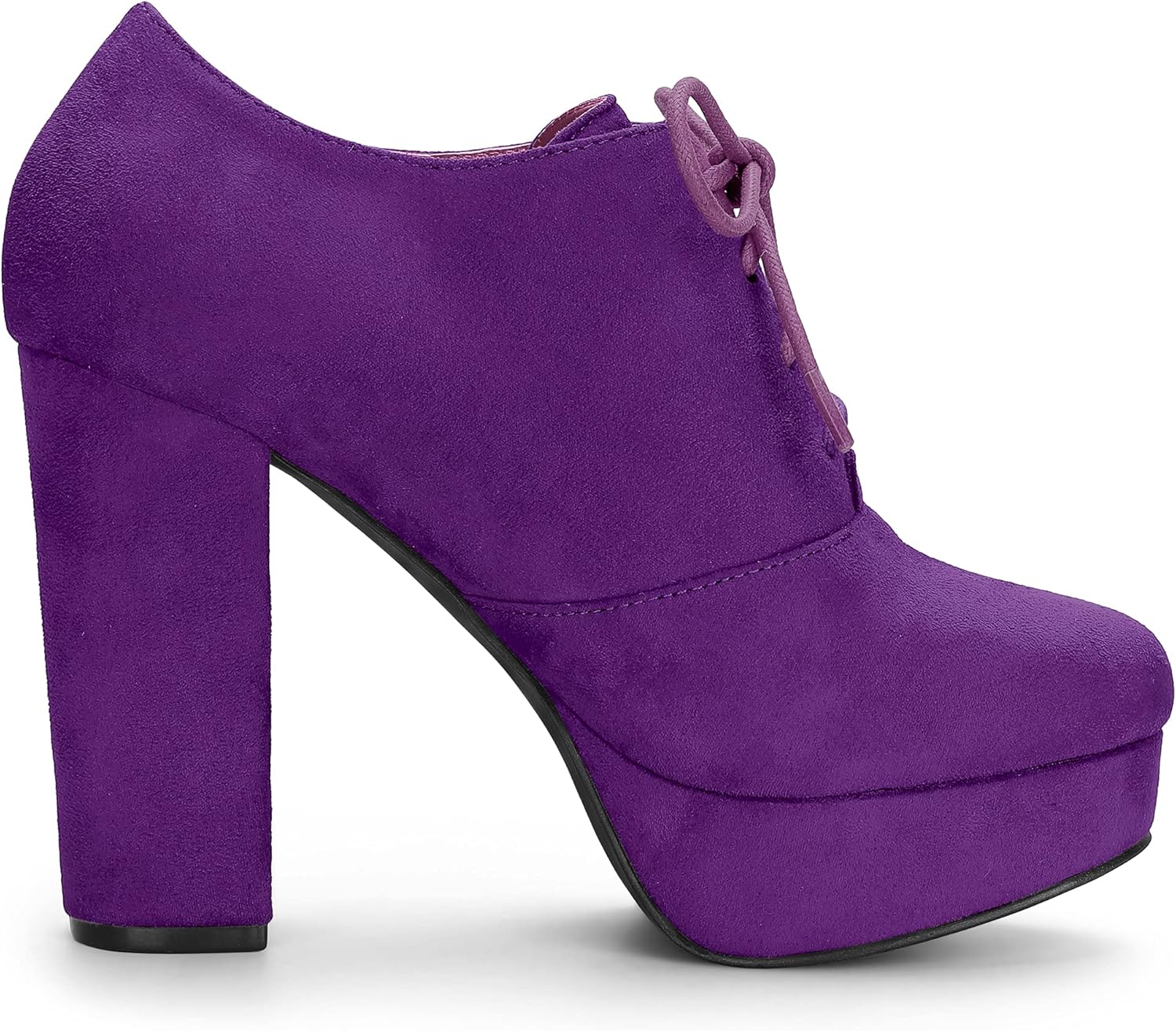 Allegra K Women's Platform Chunky Heel Lace Up Purple Booties 9 M US - Image 8