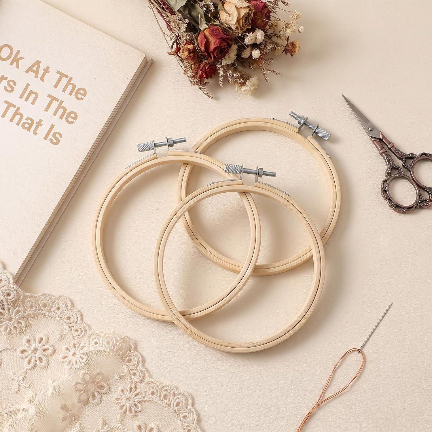 Dplolng 2pcs Small Embroidery Hoop,Bamboo Embroidery Hoops for Craft,3 Inch