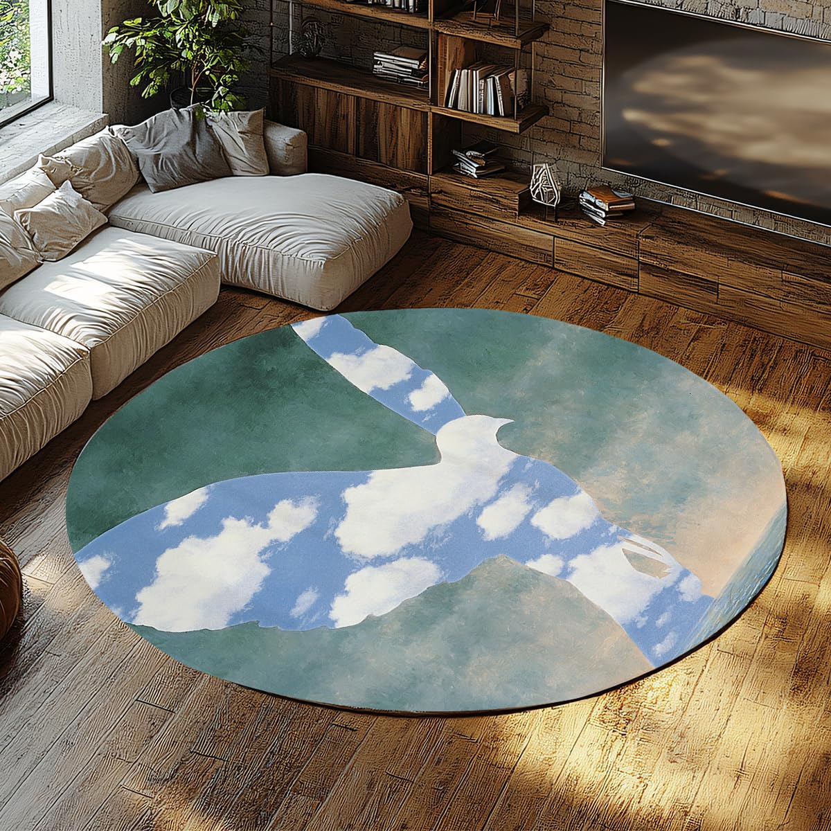 Tapis abstrait bleu sarcelle Magritte haut de gamme