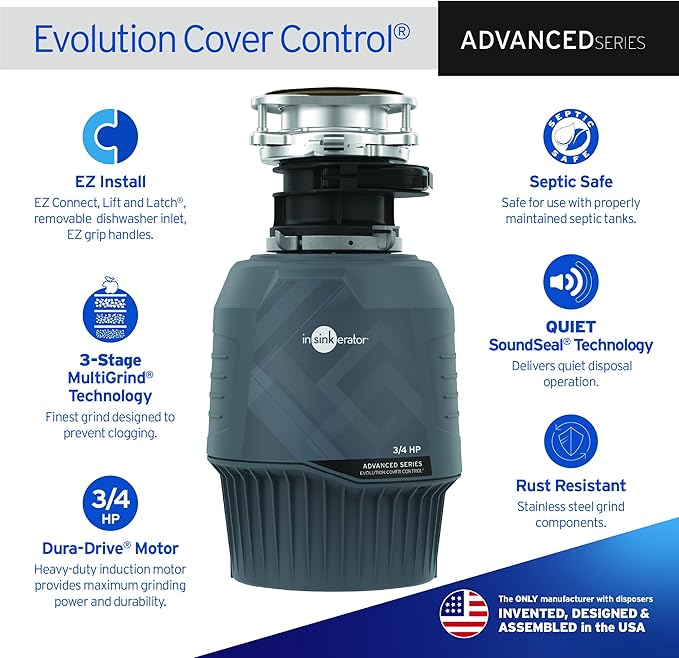 InSinkErator Evolution Cover Control 3/4 HP Trituradora de Basura miniatura 3
