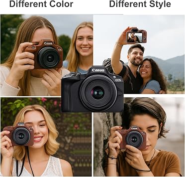 Silicone Case for Canon EOS R50 Camera Case with Wrist Strap (Brown)