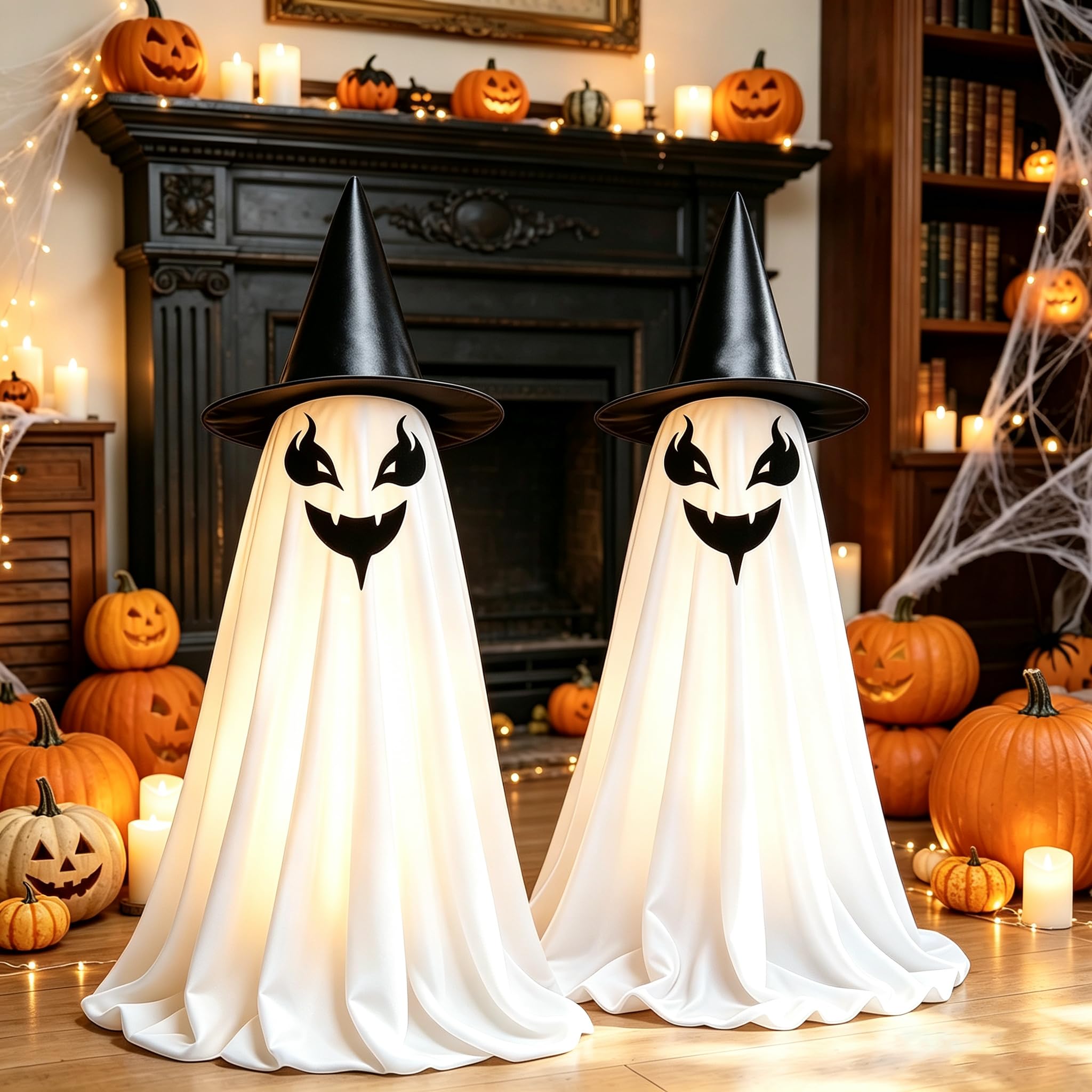 Lot de 2 géants fantômes debout pour Halloween (A 1,2 m)