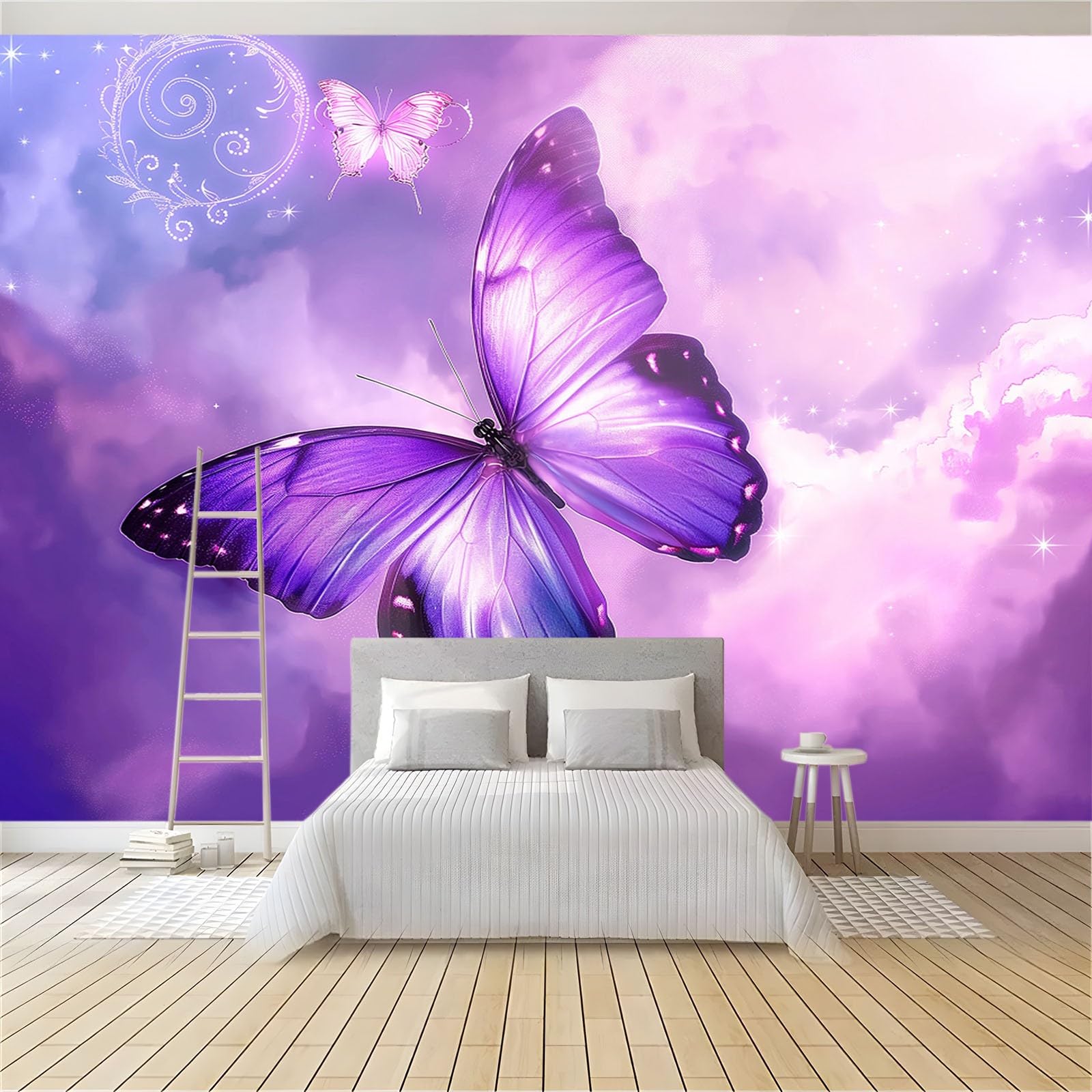 Papier Peint 3D Violet Univers Luna - Autocollant Amovible - R191