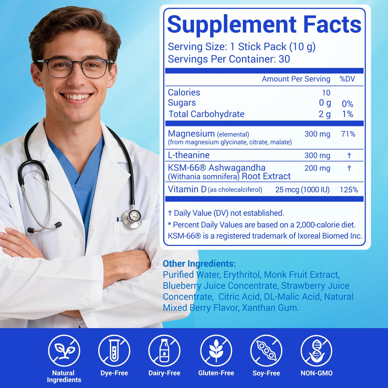 Calm Magnesium Glycinate Drink for Sleep Aid & Relaxation, Triple Magnesium Complex with KSM-66 Ashwagandha L-Theanine Vitamin D Balance Cortisol, Mood & Stress, No Sugar, Ready to Drink, 30ct — Amazon image 2