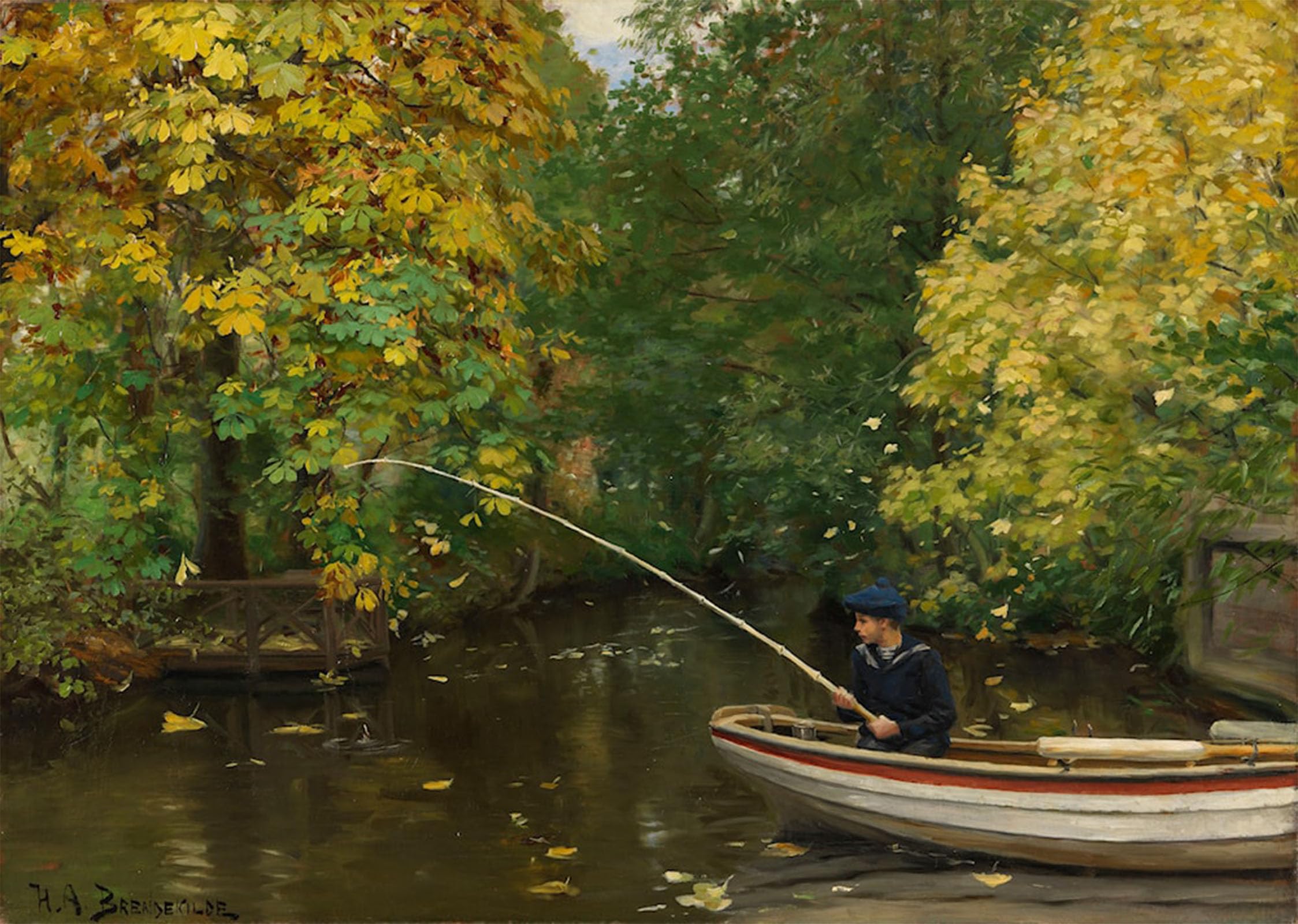 ARTXLXXBN Famous Print Painting Colorful Art Print Fishing Boy by Hans Anderson Brendekilde Canvas Art Decorations for Home Decor 60x90cm
