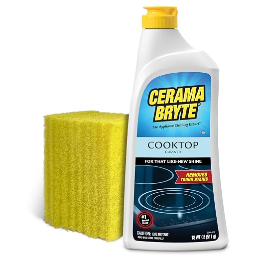 Cerama Bryte Glass Cooktop Cleaner Bundle, 18 oz Bottle & 10 Pads
