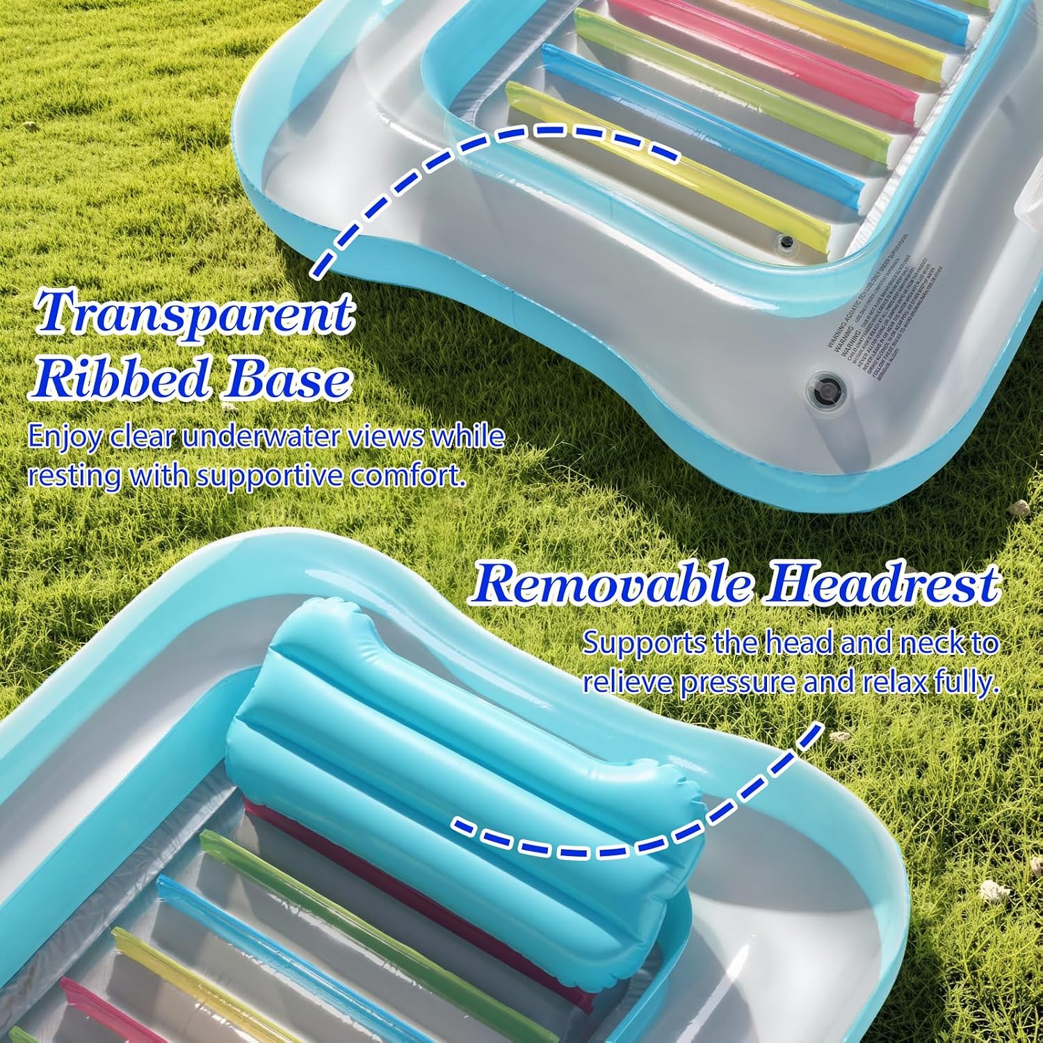 MoKo Pool Floats Adult, Large Floating Bed with Ice Bar, Tanning Bed Pool Raft Inflatable Lounger with Drink Holder Tanning Chair Inflatable Pool Toys for Party Beach Backyard image 4