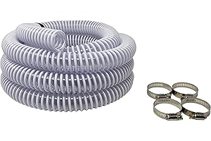 Premium Quality PVC 1-1/4 Hose with Clamps for Above Ground Pools and Intex Systems
