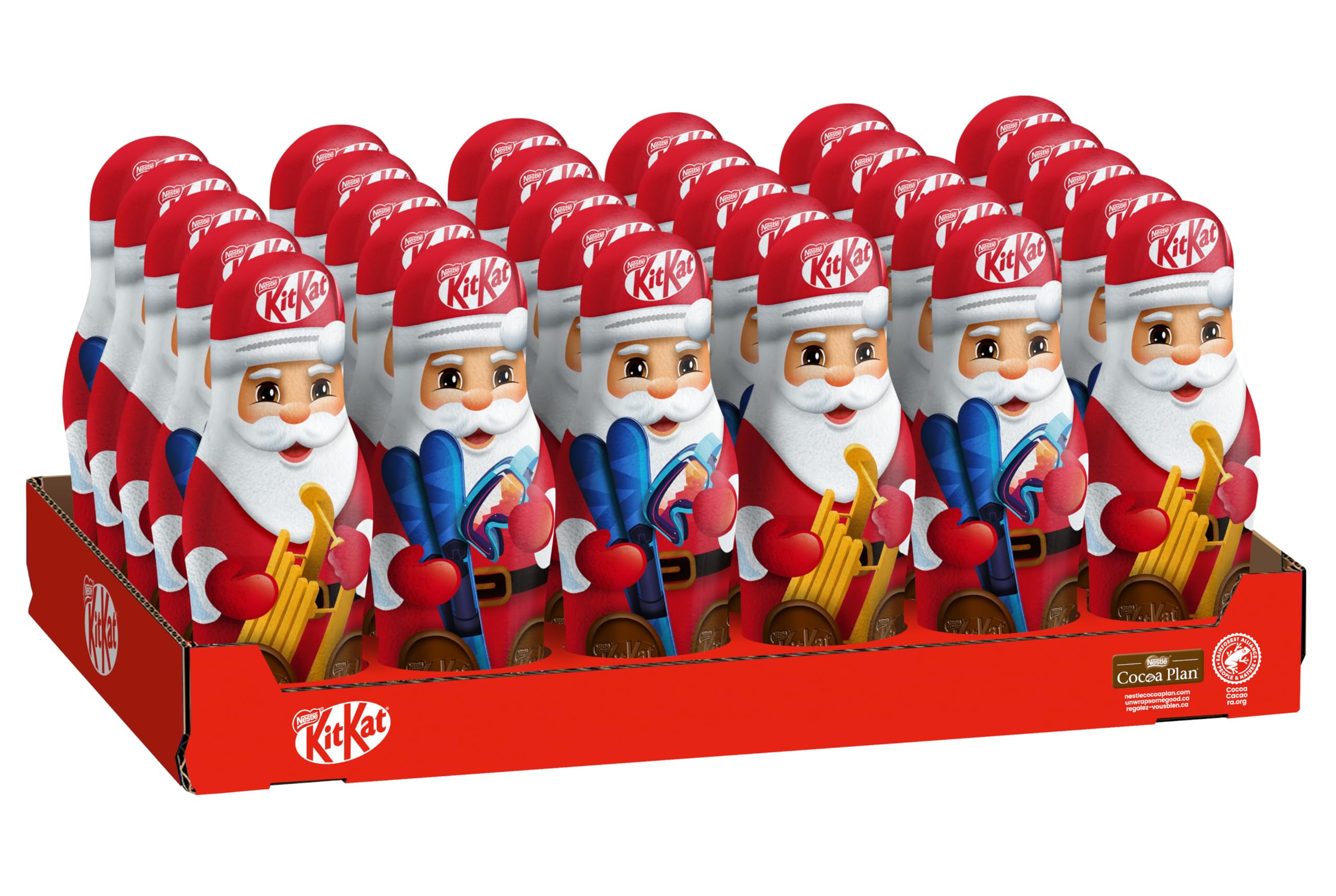 NESTLÉ KIT KAT Papa Noel figuritas de chocolate con leche NAVIDAD pack 30 figuritas de 45g