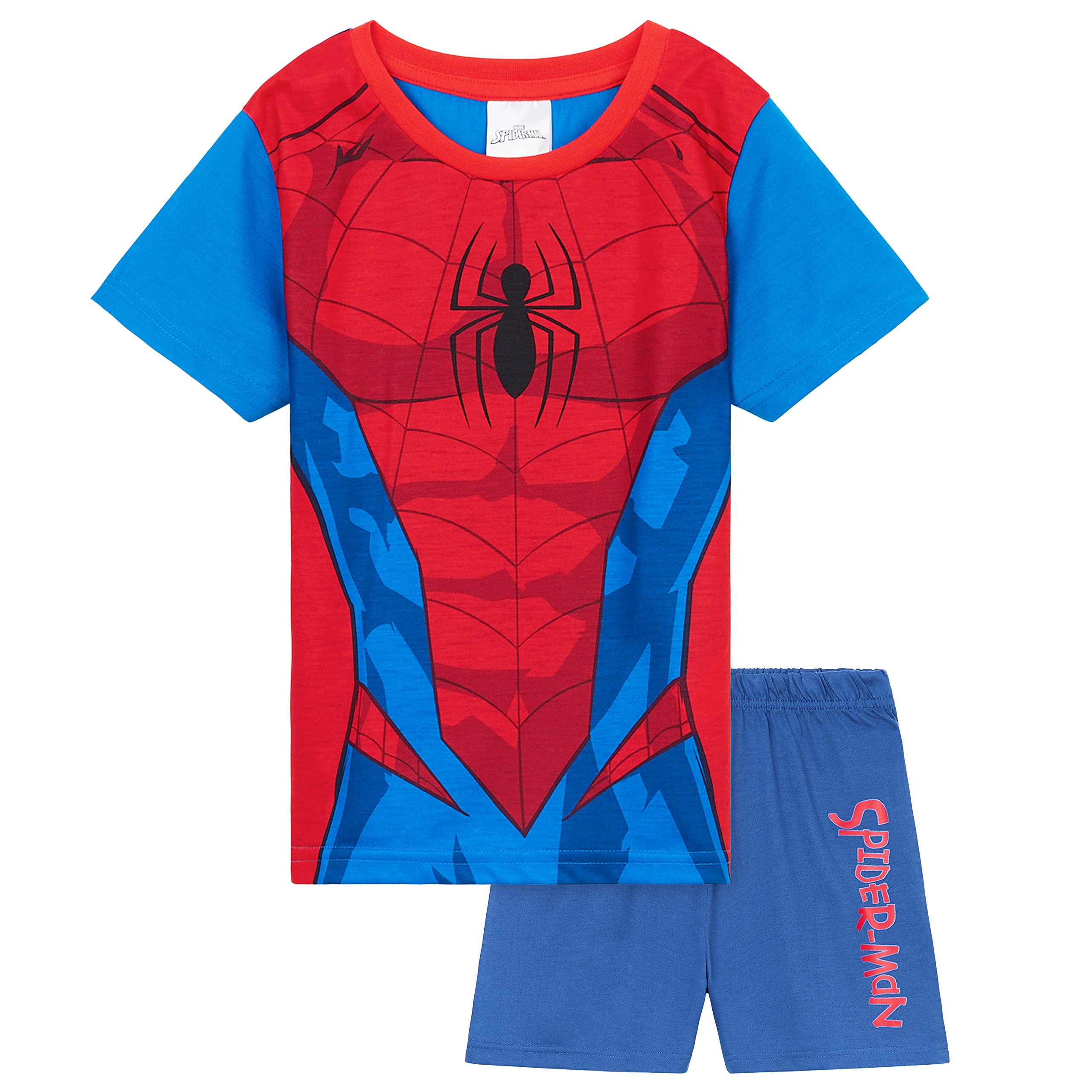 Marvel Boys Pyjamas 2 Piece Summer Nightwear Set Short PJs Captain America Spiderman Breathable Lounge Wear Gifts for Boys (Red/Blue Spiderman, 11-12 Years)