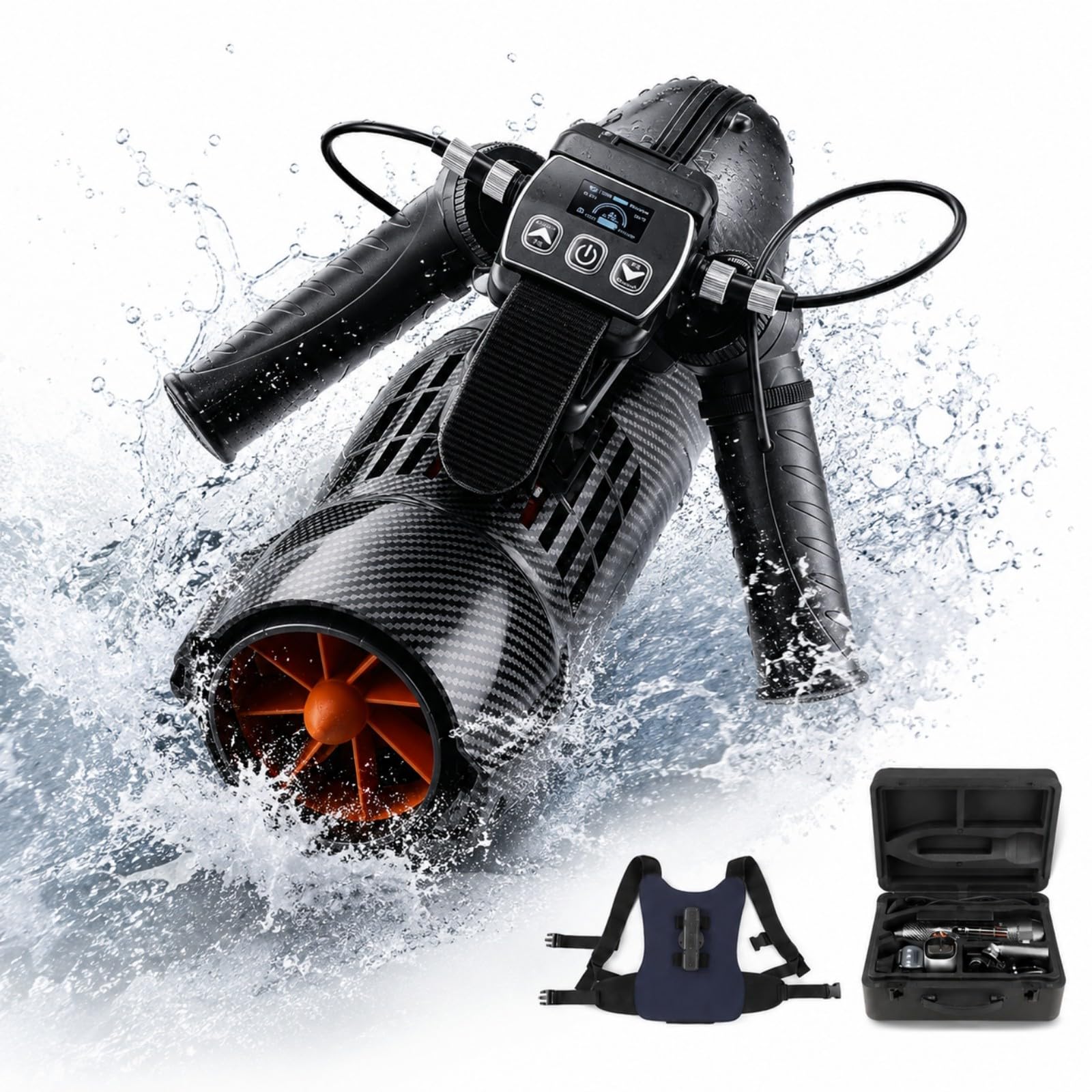 HCAUYNN Sea Scooter, 650W Underwater Scooter with Handheld, Back Mount and Leg Mount Options, Dive Scooter for Adults, 40 m Depth, Scuba Diving Scooter for Exploration and Snorkelling