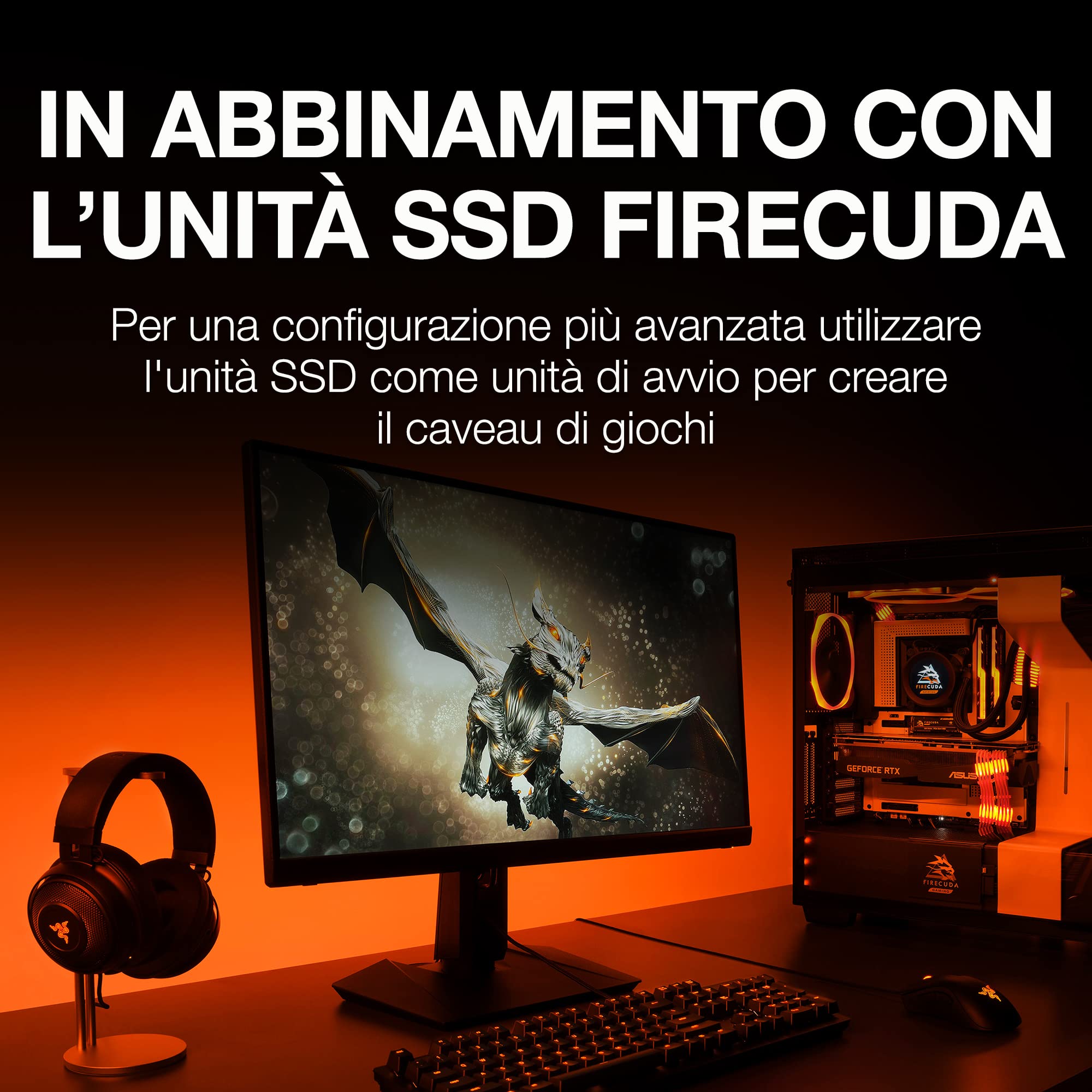 Seagate FireCuda HDD 8TB, Unità disco interna, 3,5", CMR SATA 6Gb/s 7200 RPM 256 MB cache 300TB/anni, Data Rescue Service (ST8000DXZ01)