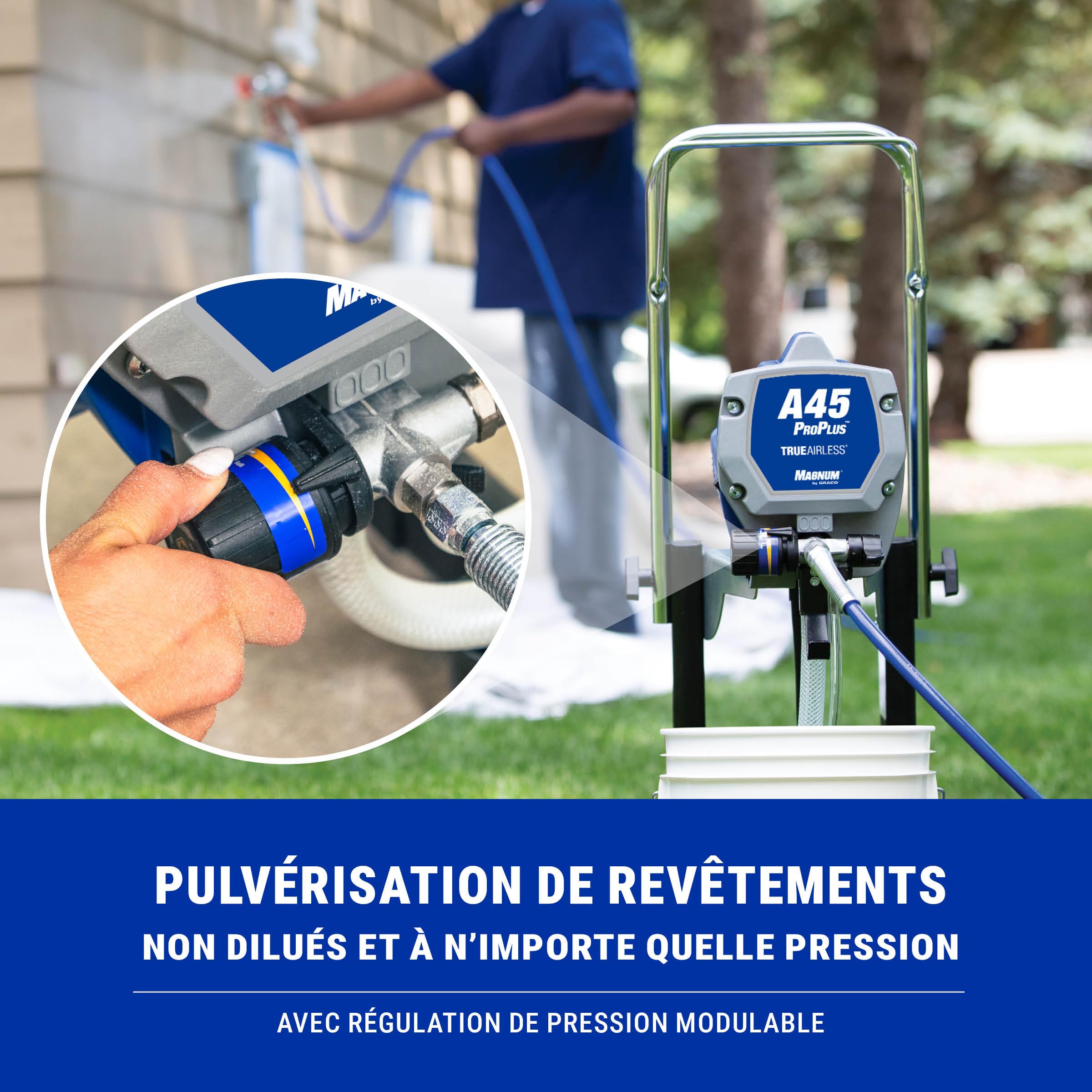 Magnum by Graco 17C245 Pistolet à Peinture airless A45 ProPLUS, unité puissante sur Roues, projets domestiques de Grande envergure (débit 1,17 l/Min, Pression Max. 207 Bars)