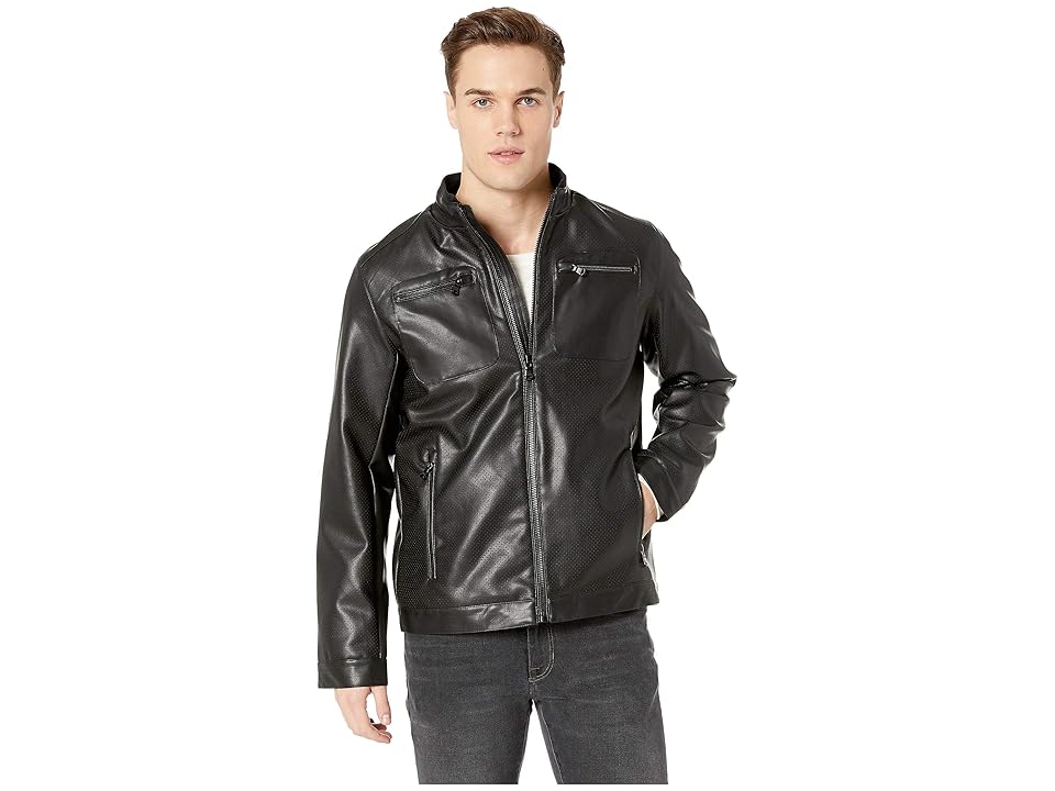 

Buffalo David Bitton Perforated PU Jacket (Black) Men's Coat