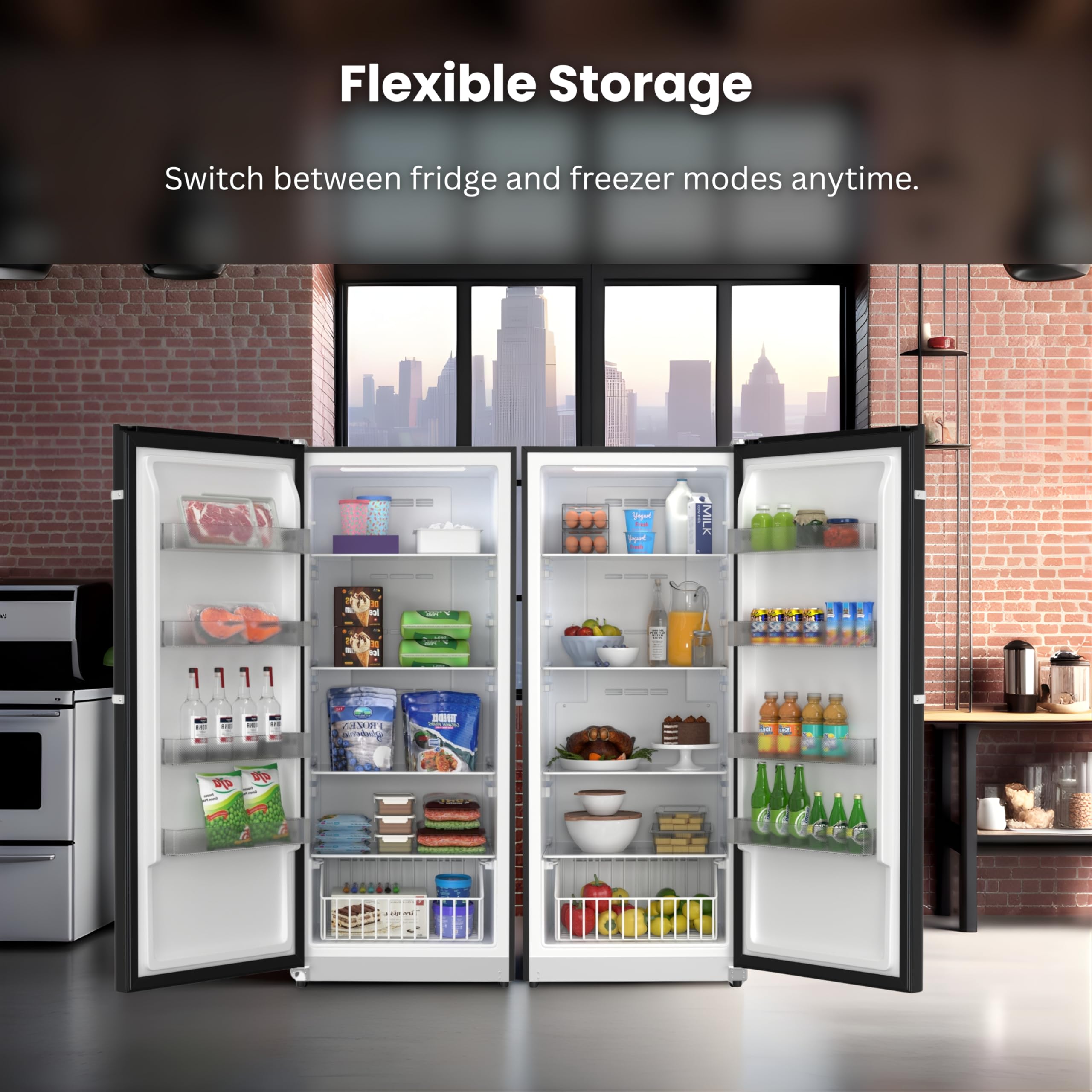 Conserv Energy Star 14 Cu.Ft. Convertible Refrigerator Freezer Pair, Garage Ready— Modular Side-By-Side French Door Look, Use As Fridge Or Freezer (White) on Fridge.com - View 5