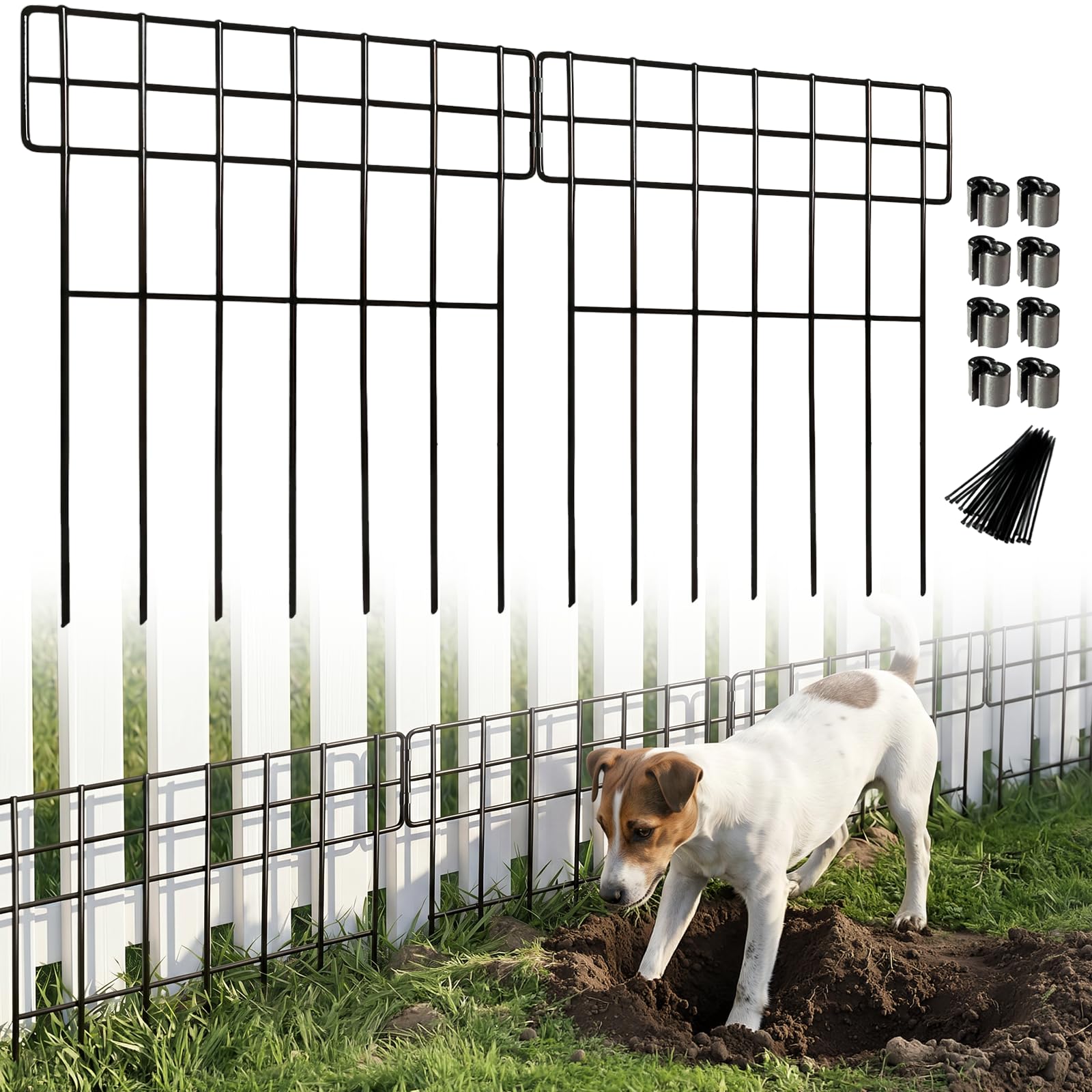 Thealyn 10 Pack Barrière Animaux de Jardin en Métal Décorative, Hauteur 17 po (43 cm) X Largeur 13 po (33 cm), Longueur Totale 10,8 Pieds (3,3 m), Clôture de Jardin sans Creusage pour Délimiter