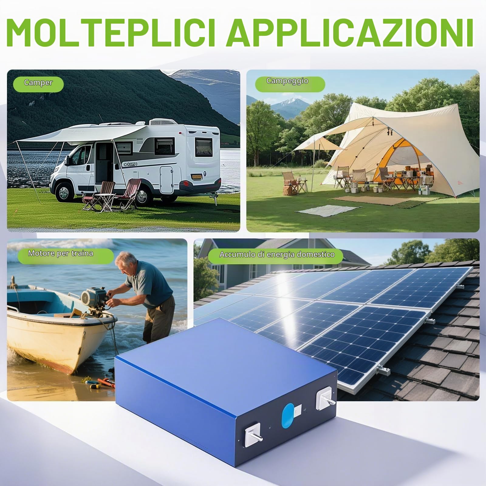 12V (3.2V * 4) 320Ah LiFePO4 Batteria al litio ricaricabile, ciclo di vita > 11000 cicli, funziona da -30 ℃ a 60 ℃, per lo stoccaggio dell'energia solare, RV, barche, attrezzature mediche industriali
