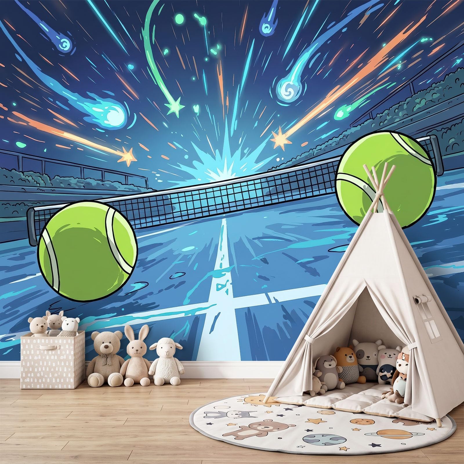 Fototapeta z włókniny, do salonu, 250 x 175 cm, science fiction, sport, kosmos, tenis, fototapeta, pokój dziecięcy, tapeta na fizelinie, XXL, tapeta ścienna, tapeta z motywem, efekt 3D, dekoracja