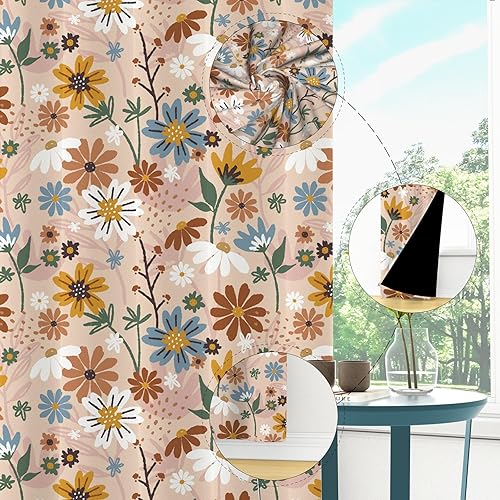 Miniatura 4 de Cortinas opacas bohemias florales para oscurecer la habitación, cortinas térmicas con textura retro, cortinas decorativas para sala de estar y