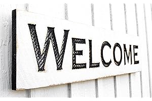 Distinctive Wooden Welcome Sign for a Charming Front Door