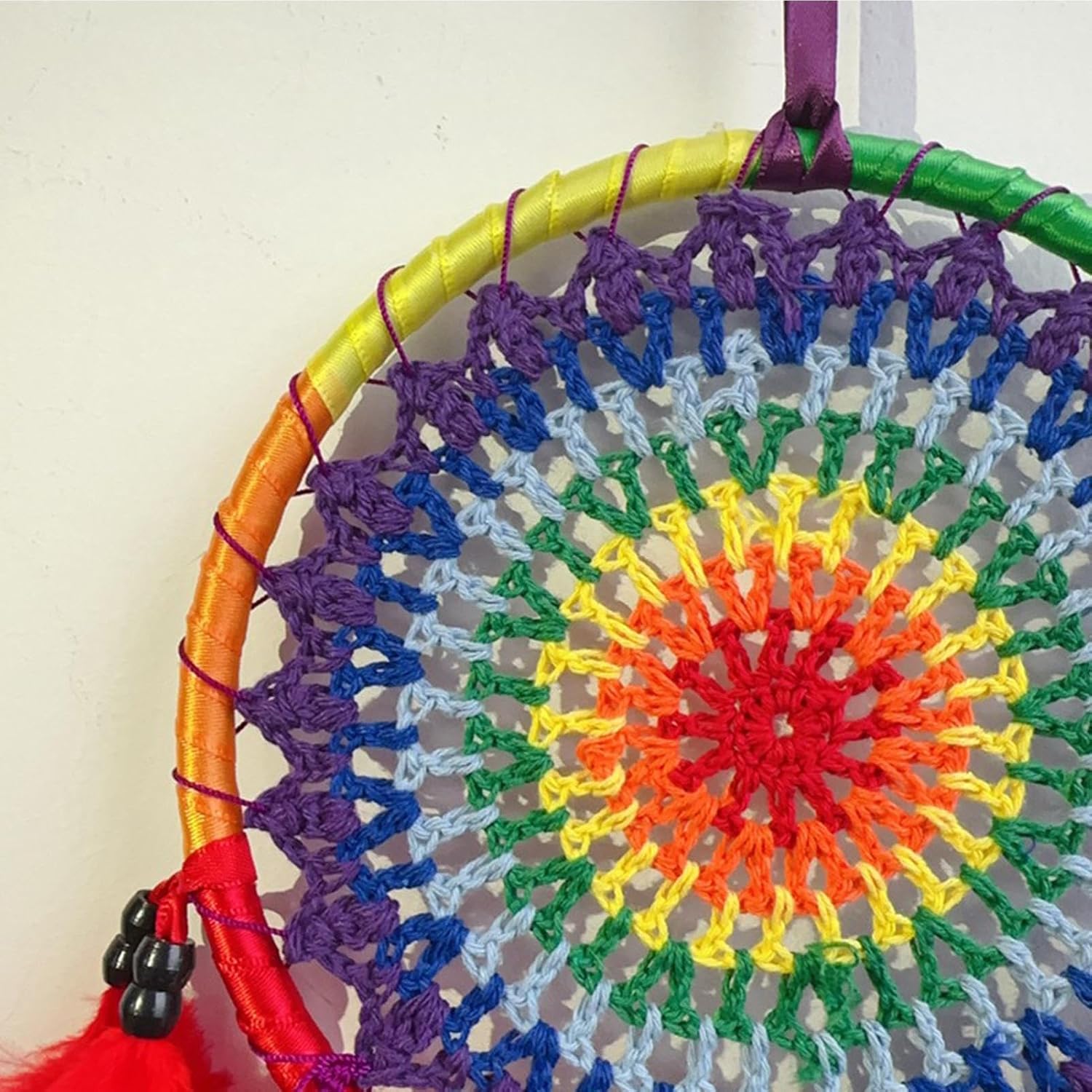 Dream Catcher Wall, Rainbow Garden Decorative Ornament, Handmade Dream Catcher, Multipurpose Wall Hanging for Living Room, Bedroom, Boho Decor Home Decoration Kids Room Office Dorm Walls Art