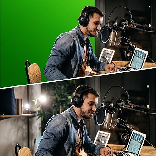 Miniatura 7 de Telón de fondo de pantalla verde desplegable, panel de teclas Chroma de bloqueo automático de 79 x 75 pulgadas con tela verde resistente a las