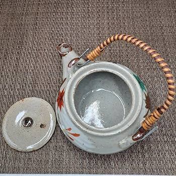 Amazon.co.jp: 日本製 美濃焼 萬宝窯 土瓶蒸し 雲錦 秋の味覚 松茸