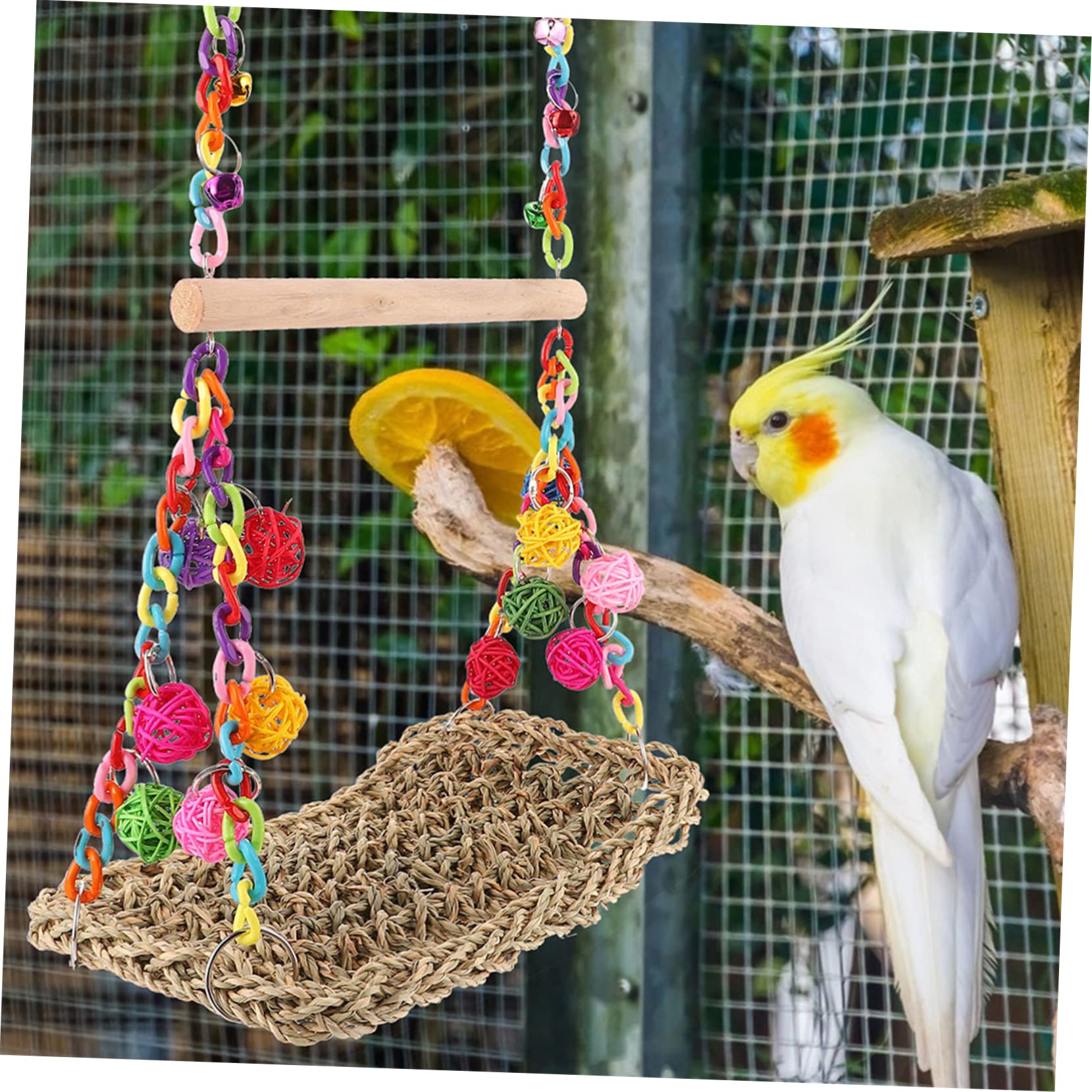 Altalena Giocattolo per Pappagalli Sospesa da Arrampicata | Fibre Naturali e Legno, Decorativa e Creativa, per Piccoli Animali e Parrocchetto