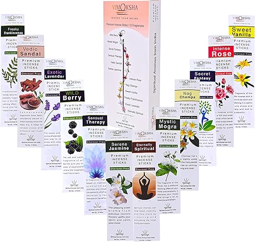 Varillas de incienso  180 varillas12 paquetes variados  15 varitas cada paquete  Varillas de incienso bajo en humo  Varillas de incienso