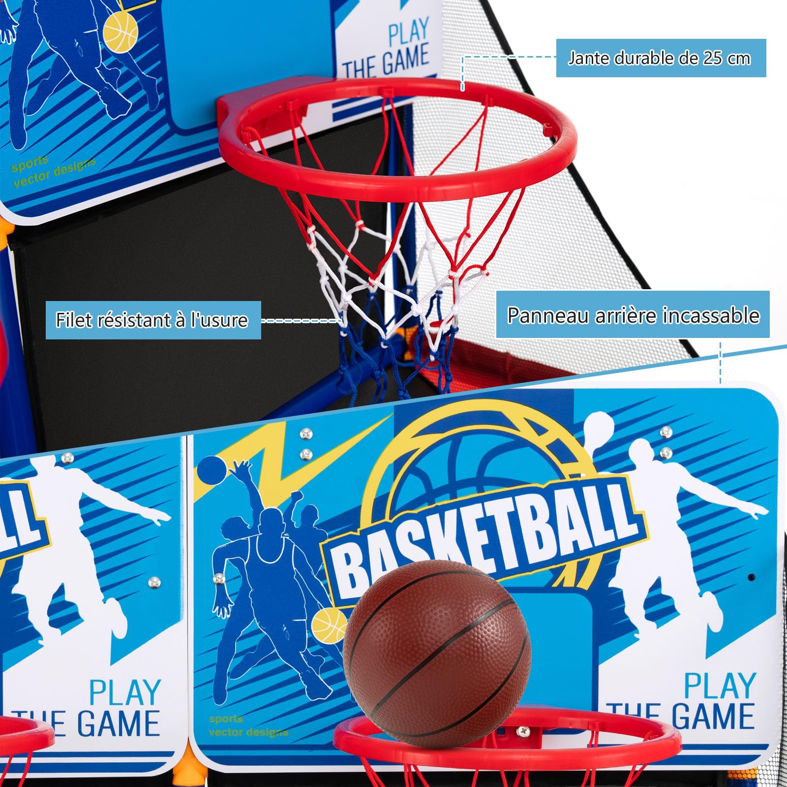 GOPLUS Jeu de Basketball Arcade Électrique d'Intérieur avec 2 Paniers, 4 Ballons pour Enfants, Machine de Tir Basket avec Pompe de Gonflage, Cadeau Jouet pour Garçons et Filles 3+ Ans