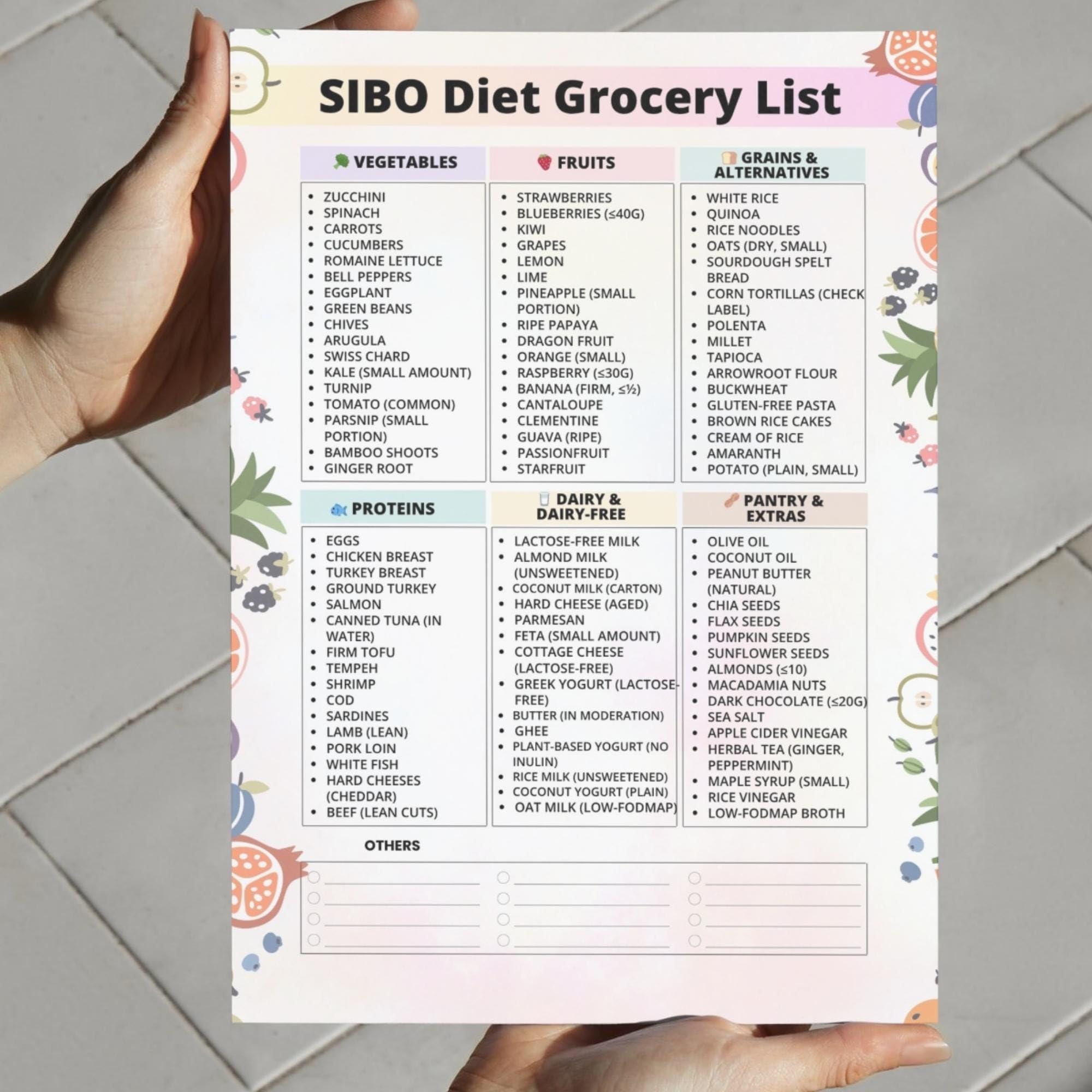 MDBJTCYZN IBS Grocery List Poster SIBO Dietary Grocery Low FODMAP Chart Gut Friendly Grocery FODMAP Food Chart Poster