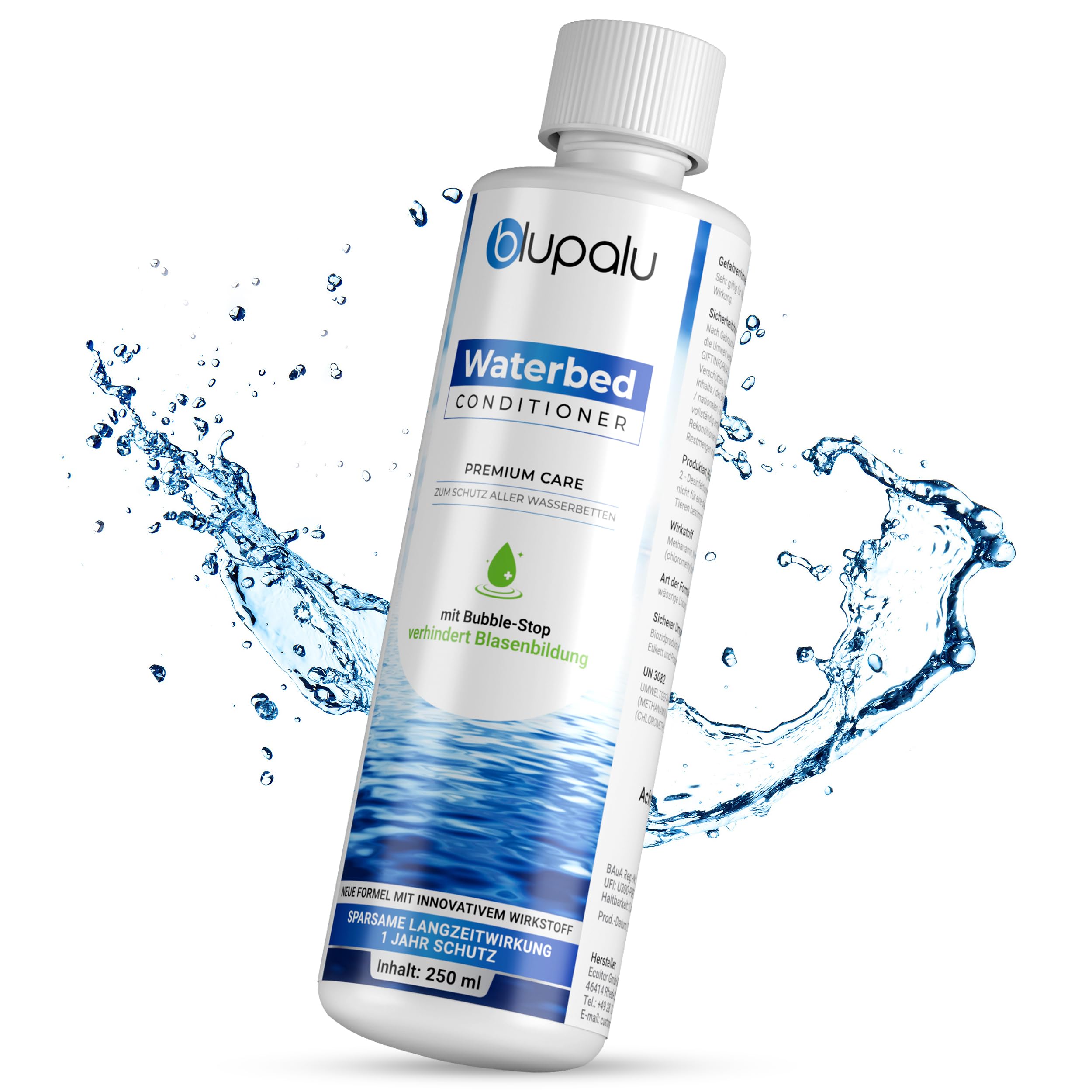 Wasserbett Conditioner Premium Care – 4x 250ml – Wasserbetten Konditionierer gegen Gerüche & Algen, Pflege für alle Wassermatratzen & Systeme aller bekannten Hersteller
