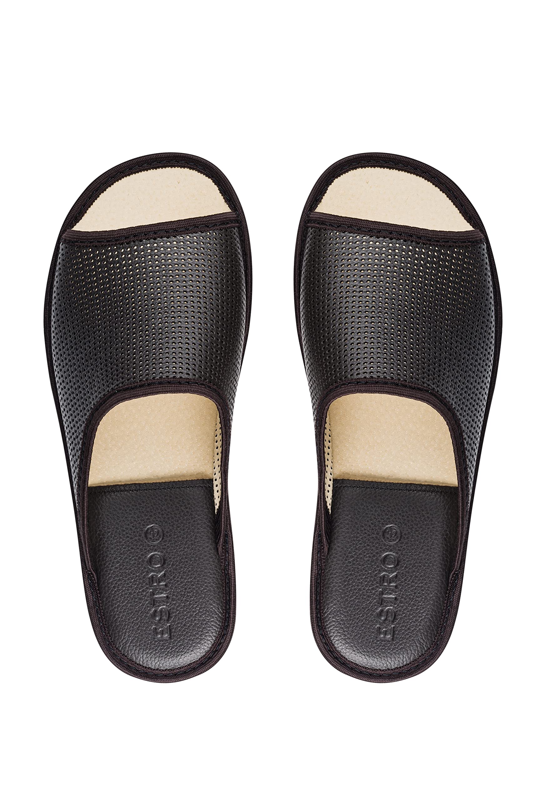 ESTRO Zapatillas Casa Hombre Verano - Zapatillas Casa Cuero Pantuflas Hombre Verano con Suela de Memoria F20