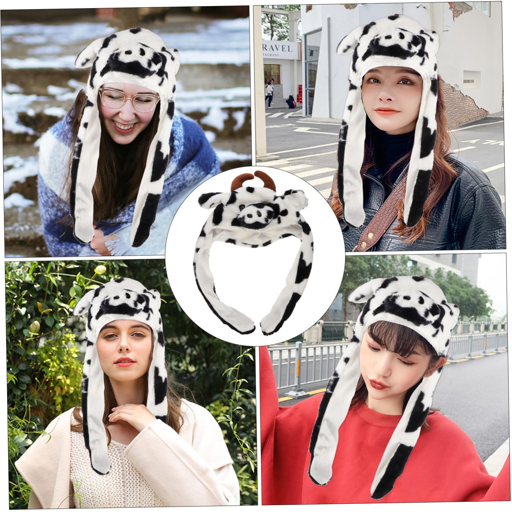 MAGICLULU 3 Piezas sombrero de vaca brillante sombrero con forma de vaca de felpa con animales sintéticos de fiesta con diseño de animales gorras adorable gorra de fiesta