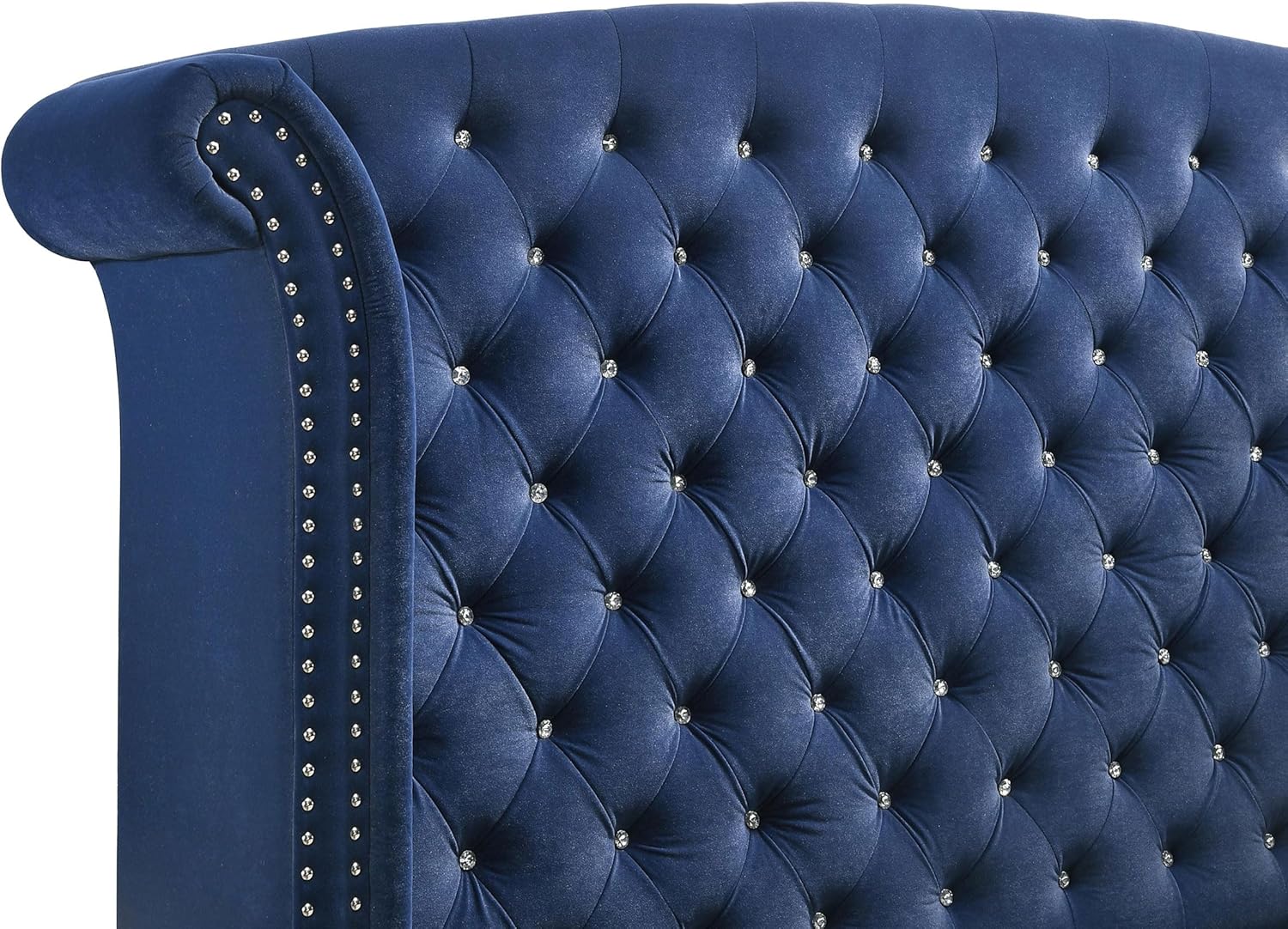 Coaster Home Furnishings Melody Modern Classic 4-Piece Bedroom Set Velvet Upholstered California King Size Wingback Bed Frame 66-inch Headboard Pacific Blue 223371KW-S4