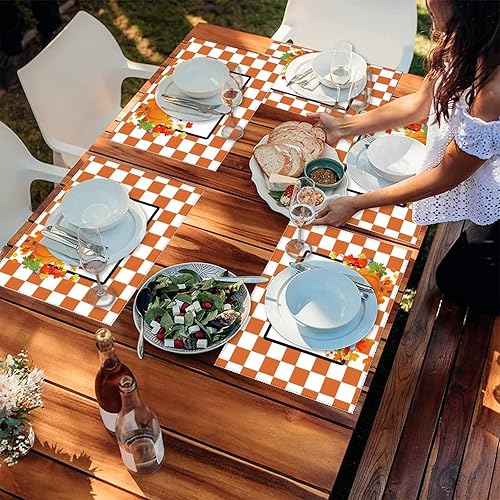 Miniatura 6 de Table Placemats Hello Autumn Love Fall Y'all Pumpkin Classic Table Mats Durable Rectangle Kitchen Table Placemats Dinner Placemats Decorations for