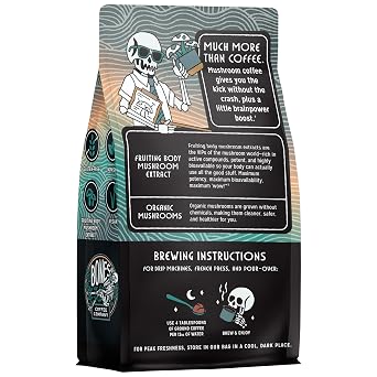 Bones Coffee Company Better Brain Mushroom Coffee Medium Roast & Dark Roast Functional Coffee with Lions Mane & Chaga | Focus, Energy & Clarity | Ground Coffee 2-Pack Virtual Bundle