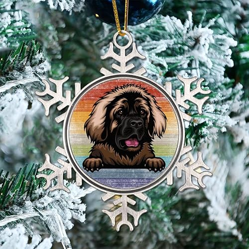 Miniatura 8 de CowkissSign Presa Canario Christmas Ornaments Dog Lover Mom Gift Peeking Dog Christmas Party Supplies Gay Gift Rainbow Christmas Snowflake Metal