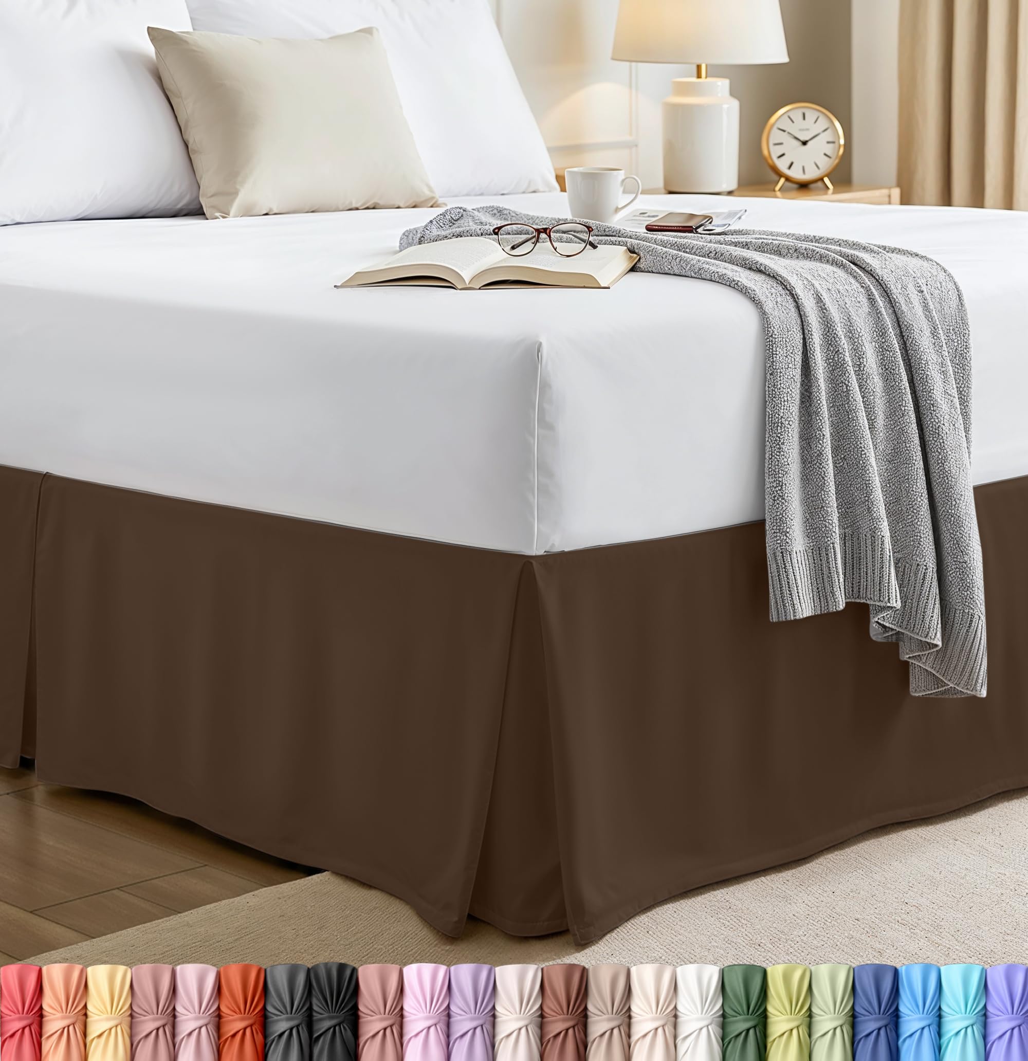 Utopia Bedding Queen Bed Skirt - Soft Quadruple Pleated Ruffle - Easy Fit with 16 Inch Tailored Drop - Hotel Quality, Shrinkage and Fade Resistant (Queen, Beige)