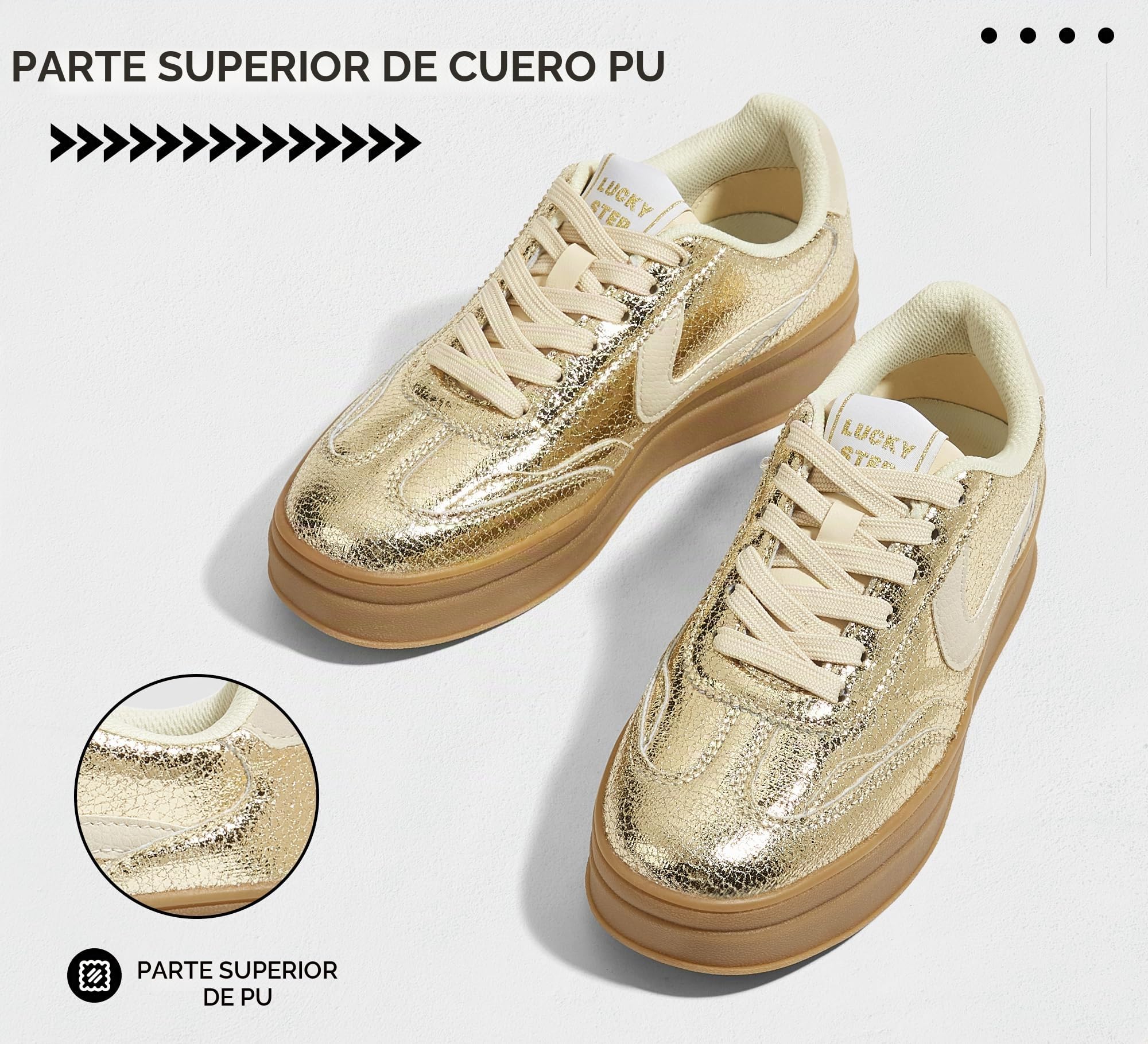 LUCKY STEP Zapatillas de Plataforma para Mujer – Retro, Casuales, Cómodas, Zapatos de Caminar, Suela Gruesa, Elegantes, Clásicas, Tenis