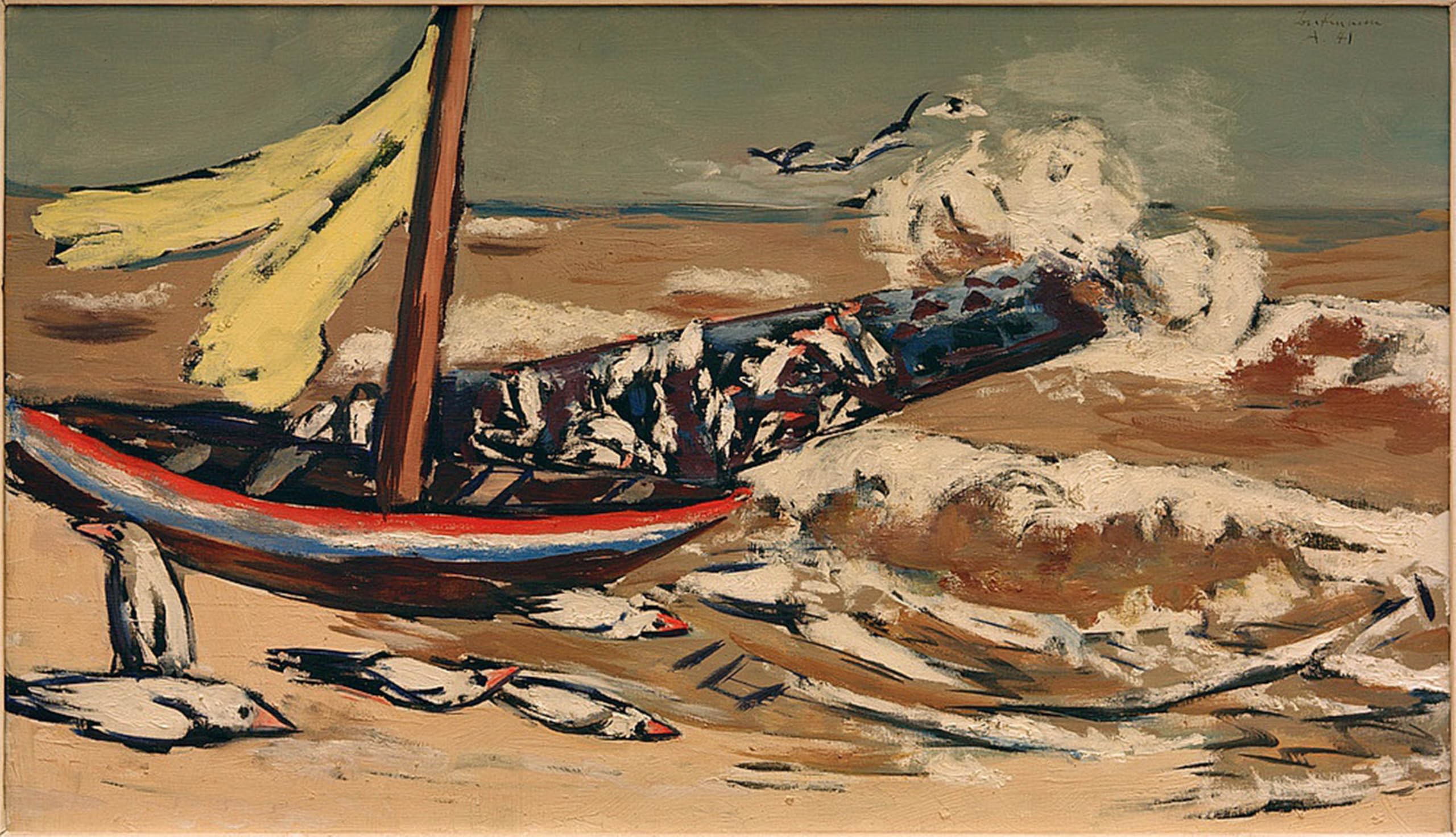 ARTXLXXBN Famous Painting Art Wall Decor Abstract Art Picture Brown Sea with Seagulls by Max Beckmann Animal Pictures for Home Decor 60x90cm