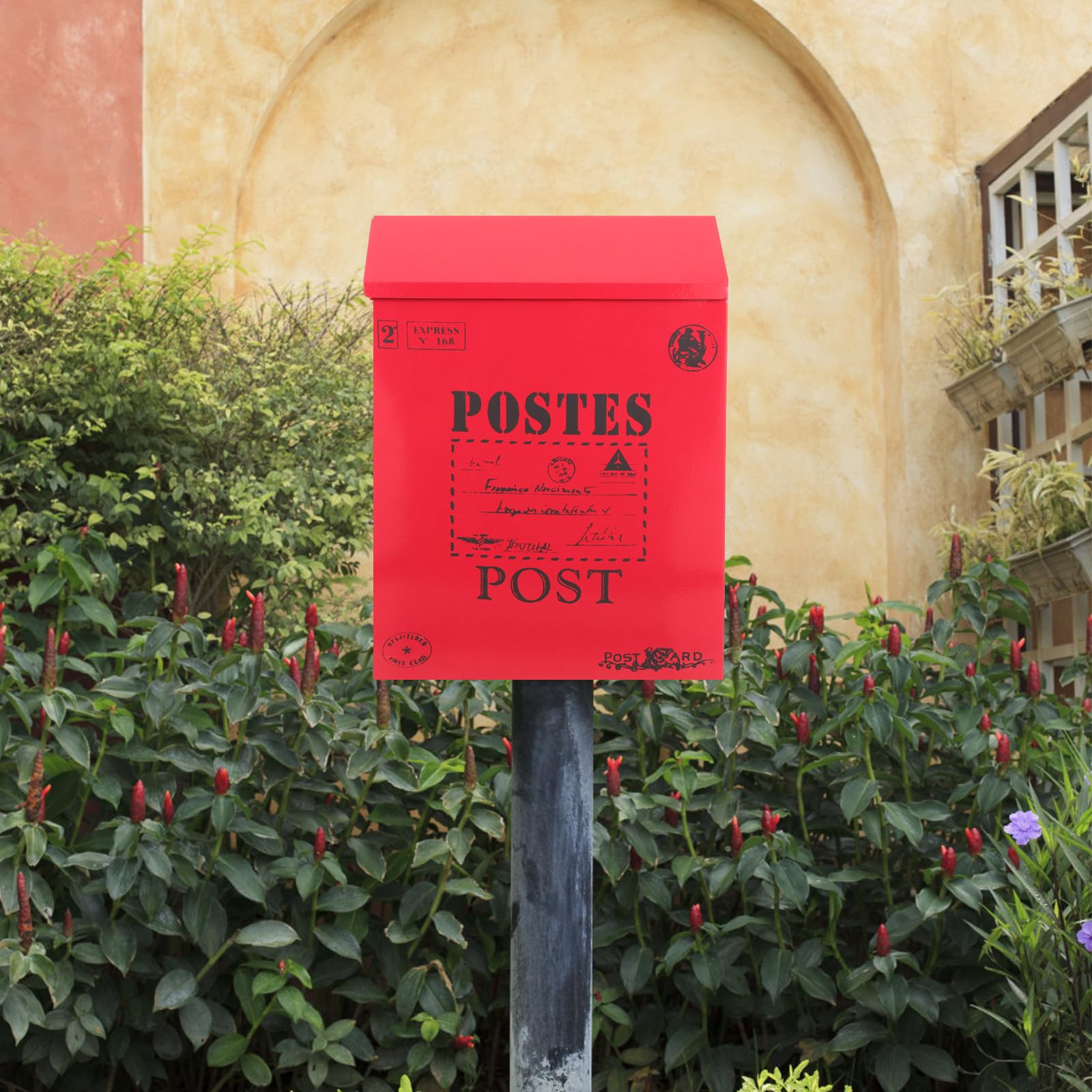 Baluue Cassetta Postale in Ferro Vintage Stile Americano Rossa con Serratura, Facile Installazione e Struttura Robusta per Casa e Ufficio