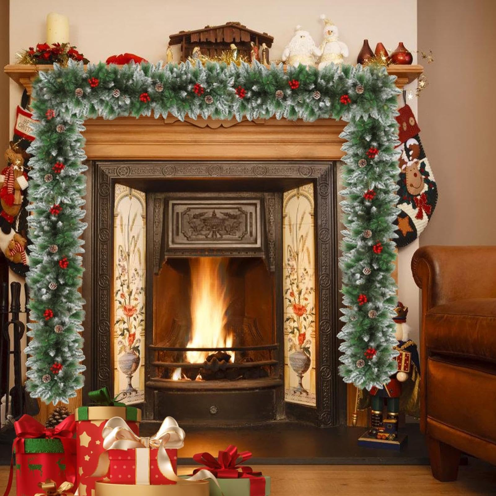 Kamingirlande Weihnachten Künstlich Zeder Deko Saisonkranz